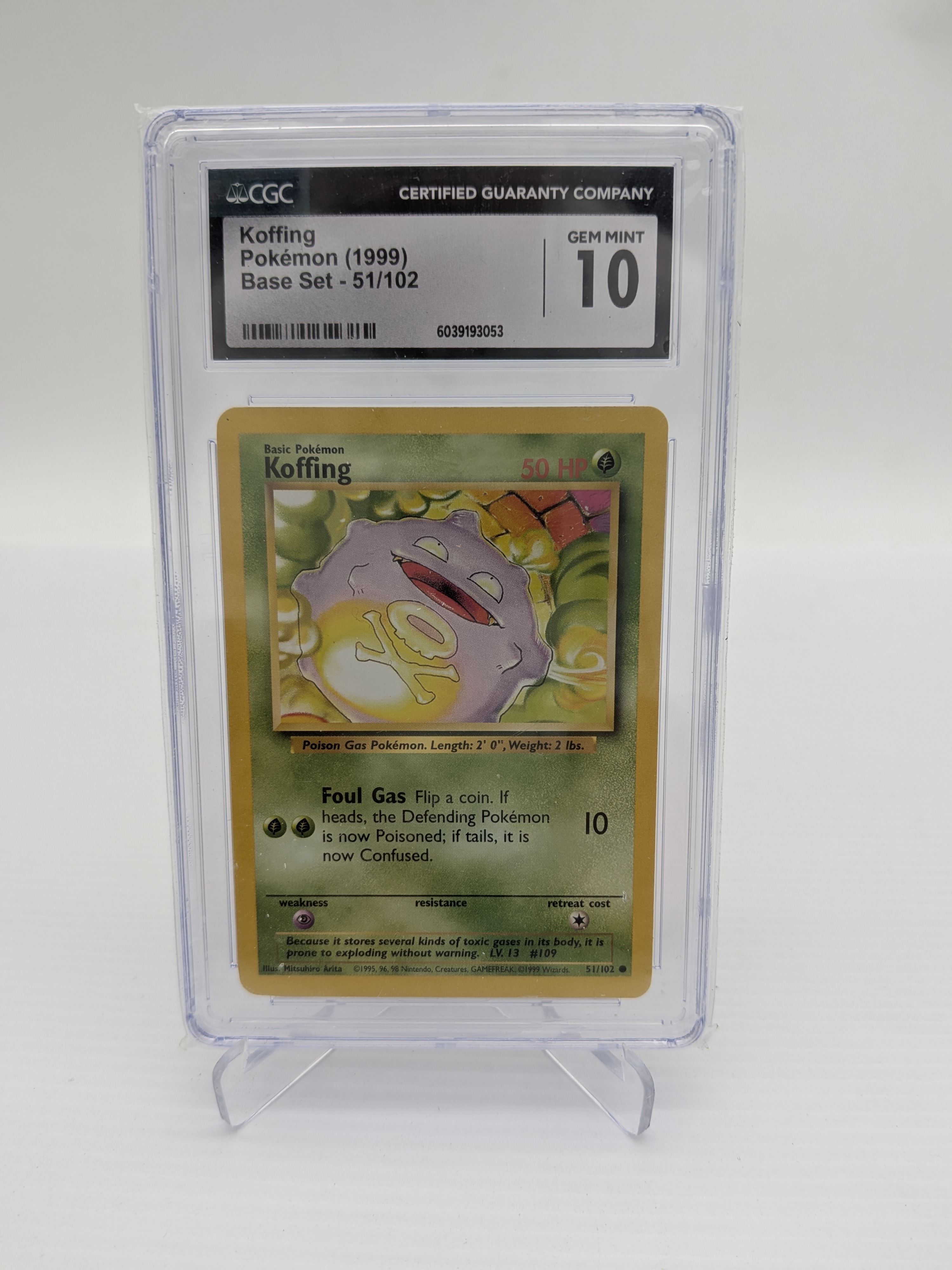 Base Set (Unlimited) Koffing #51 Normal Common Graded CGC 10.0 — Lot 004