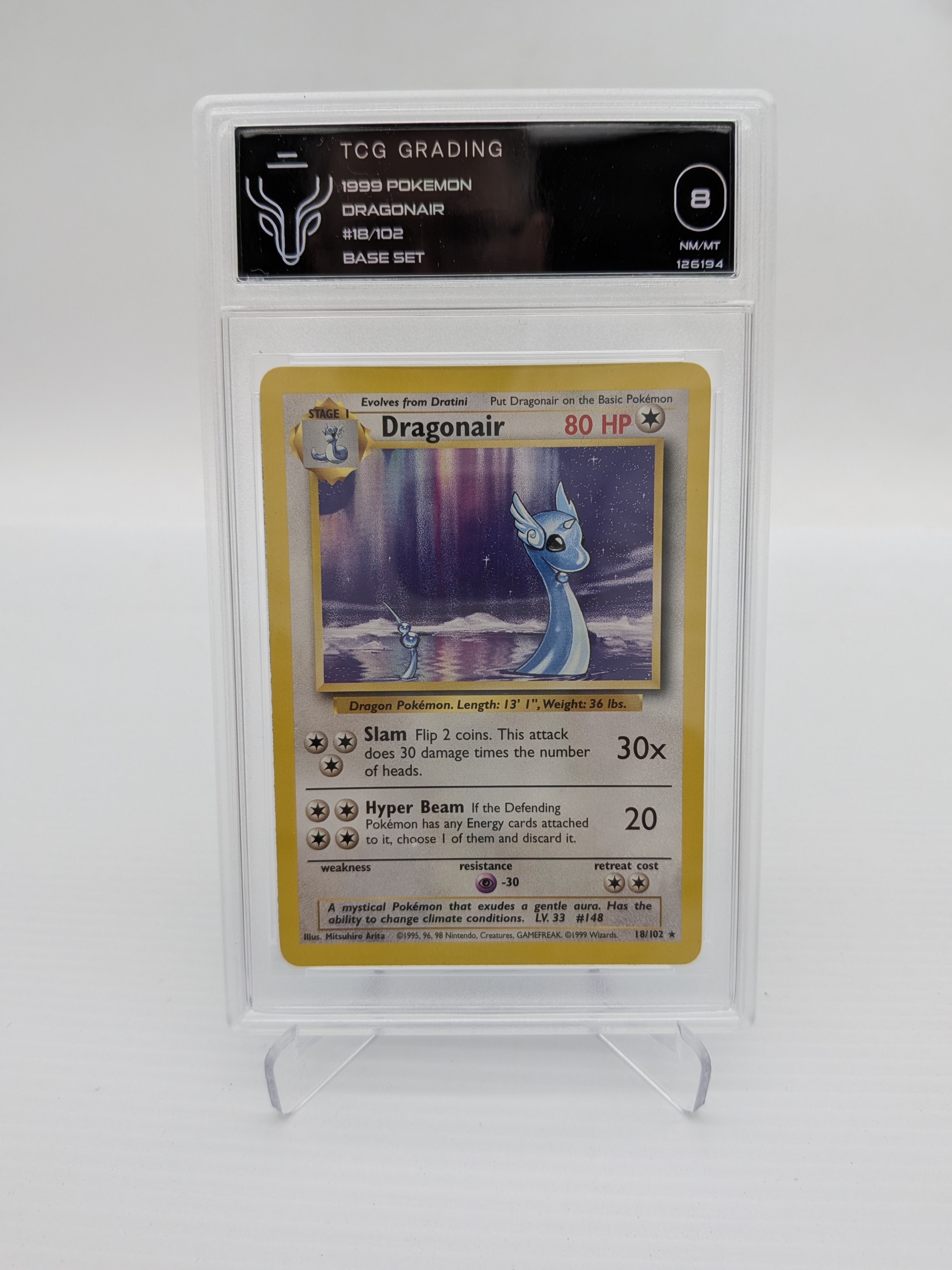 Base Set (Unlimited) Dragonair #18 - TCG Grading Grade 8 NM/MT — Lot 005