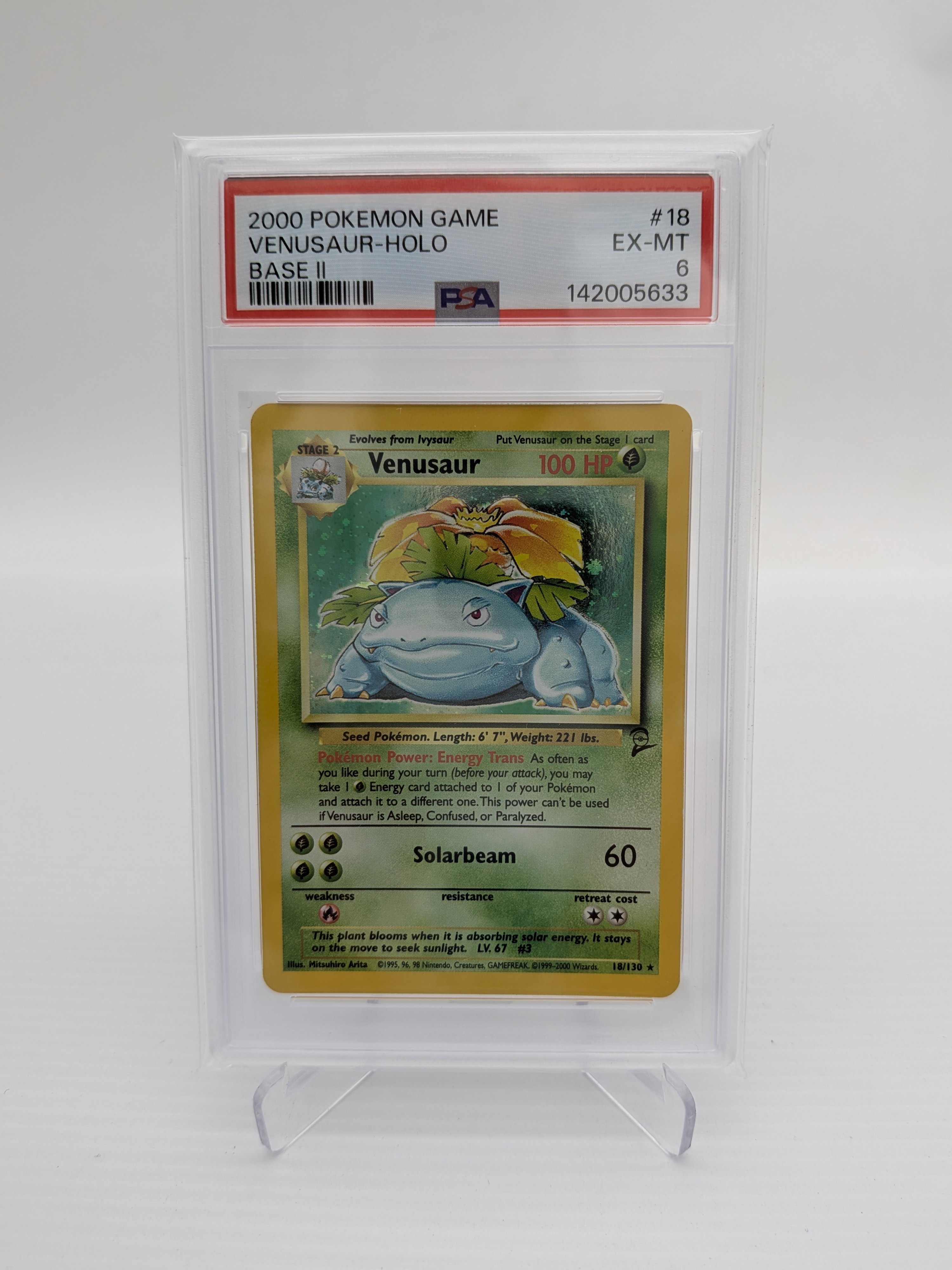 Base Set 2 Venusaur #18 Holofoil Holo Rare Graded PSA 6.0 — Lot 006