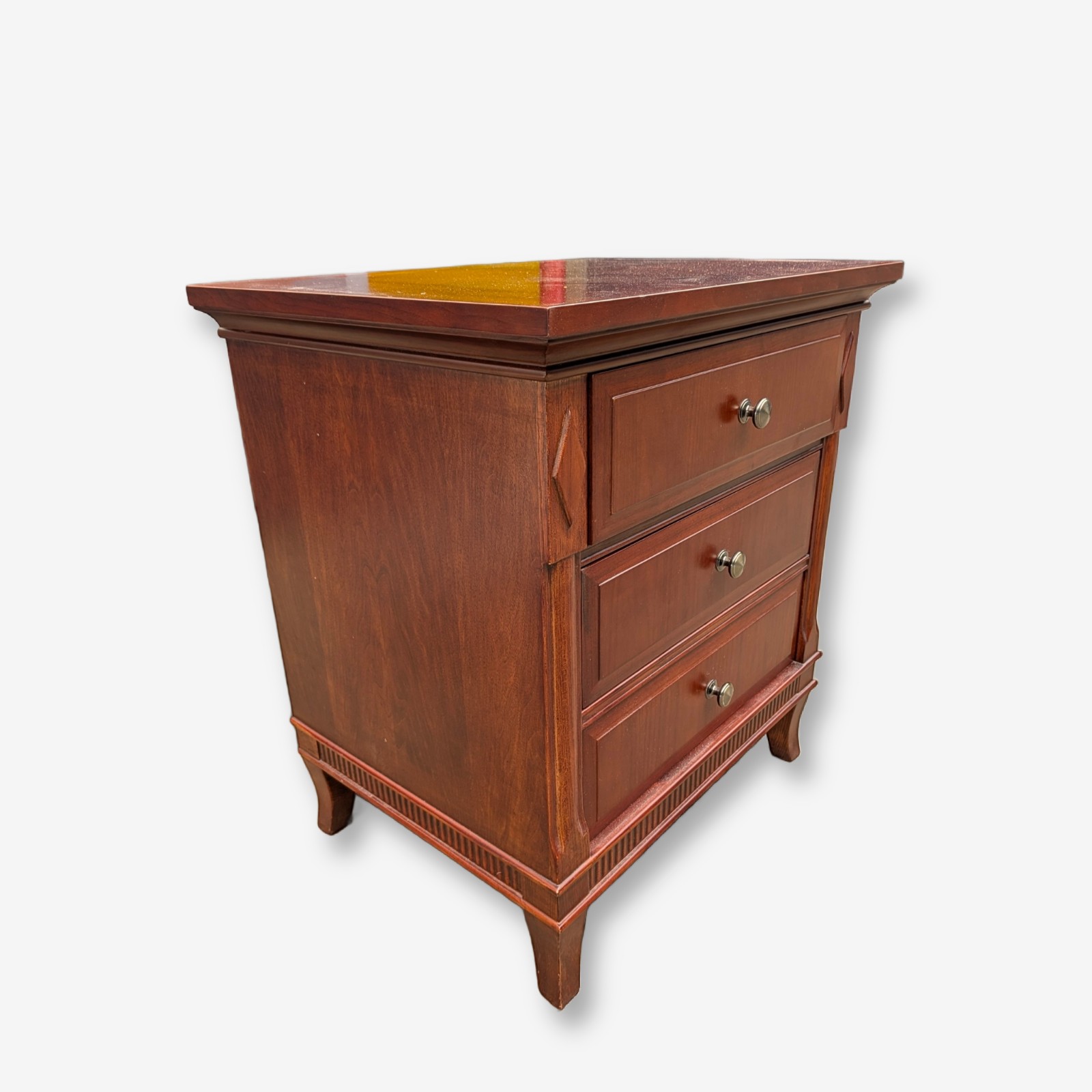 Timber Three-Drawer Nightstand/Bedside table — Lot 011
