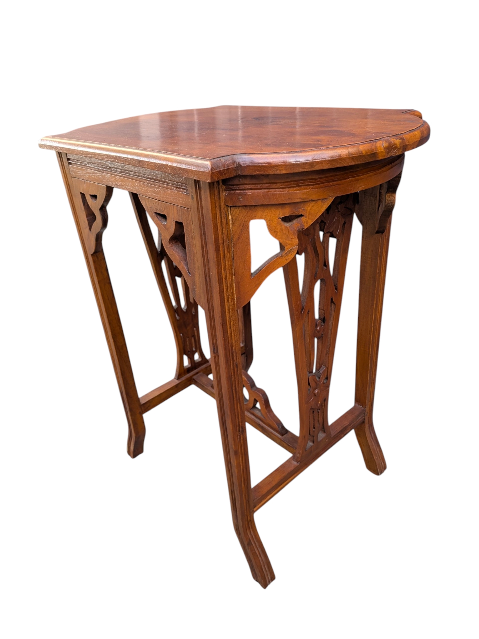 Edwardian Style Arts & Crafts Carved Timber Occasional Table — Lot 012, photograph 2