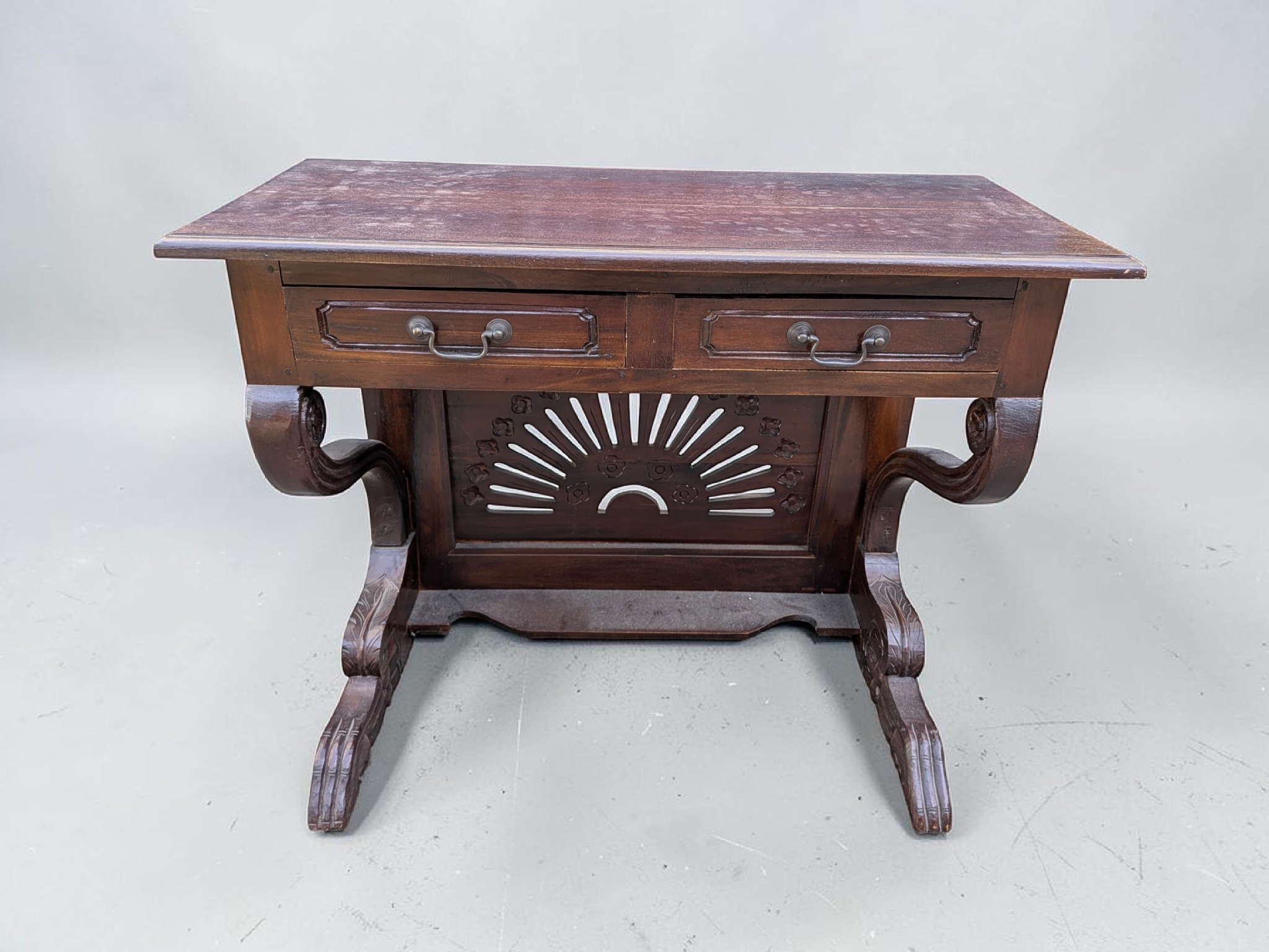 Baroque Style Carved Indonesian Hardwood Console/Hall Table — Lot 013, photograph 3