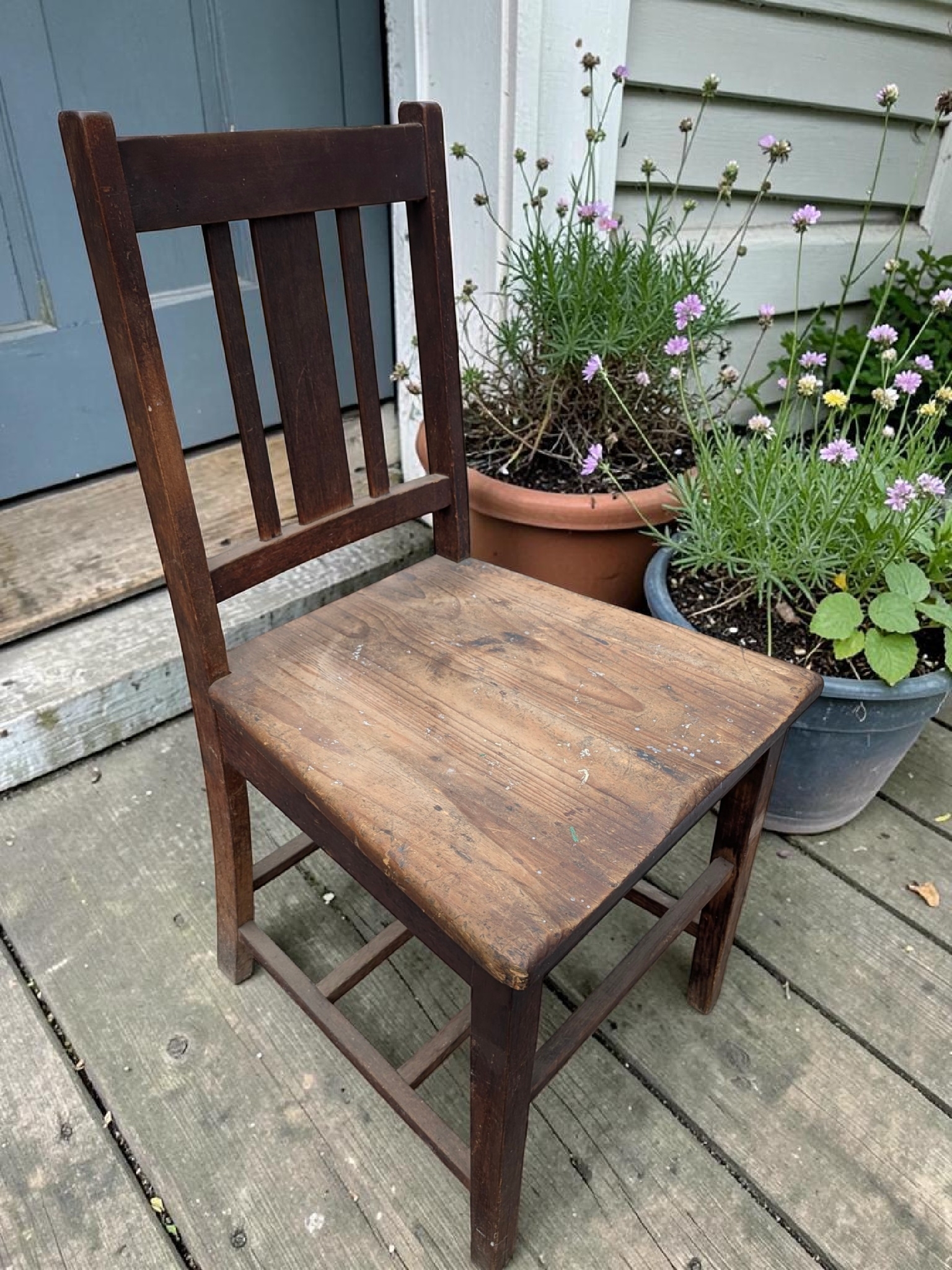 Vintage Rustic Wooden Slat-Back Chair — Lot 017, photograph 2