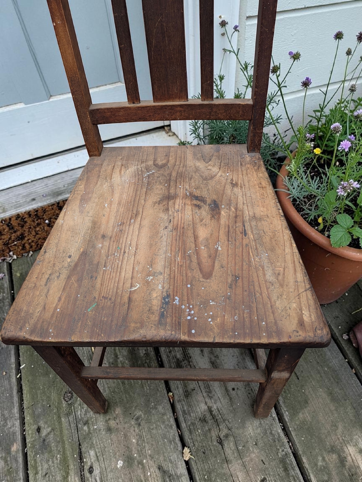 Vintage Rustic Wooden Slat-Back Chair — Lot 017, photograph 4