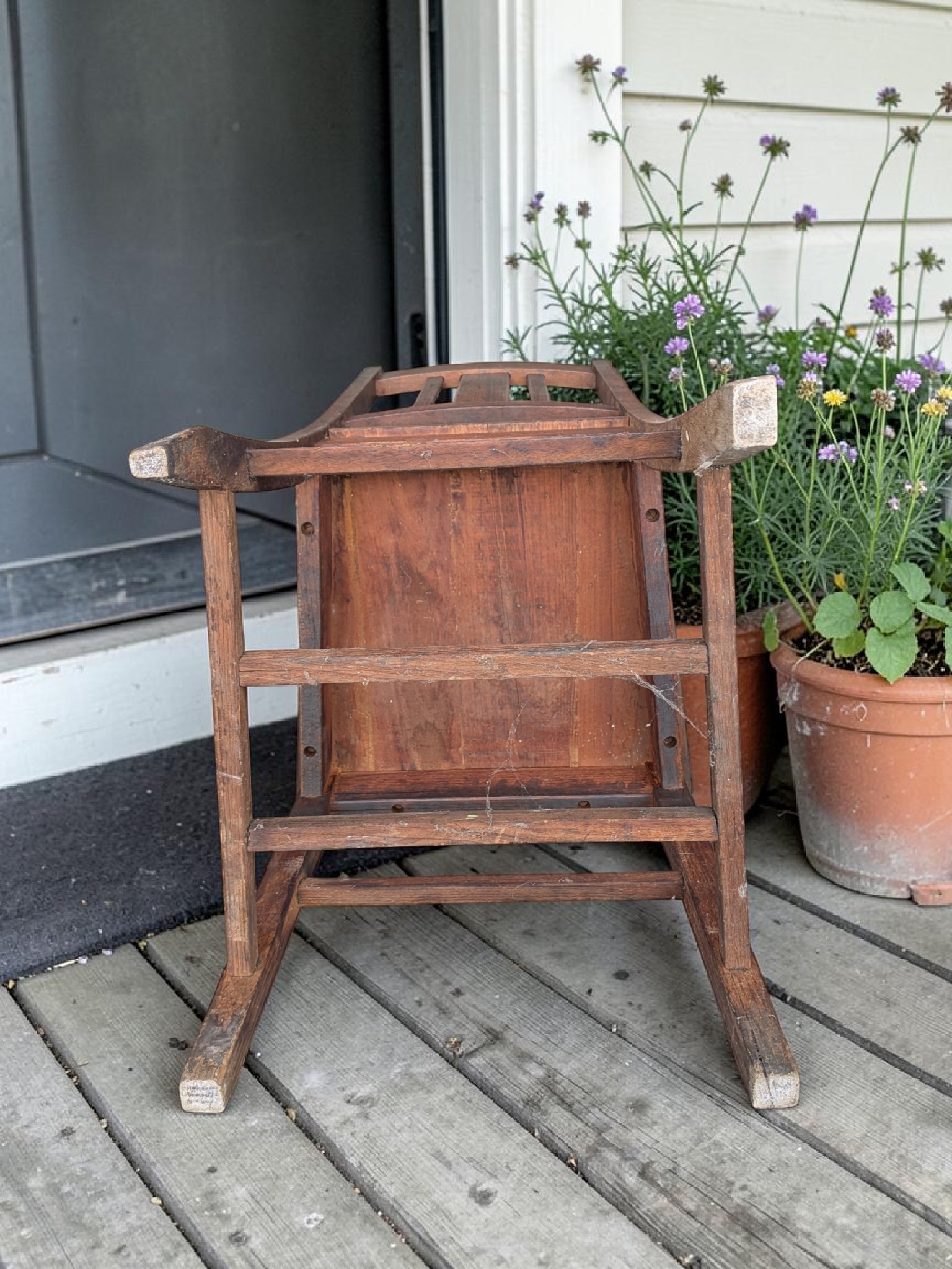 Vintage Rustic Wooden Slat-Back Chair — Lot 017, photograph 5