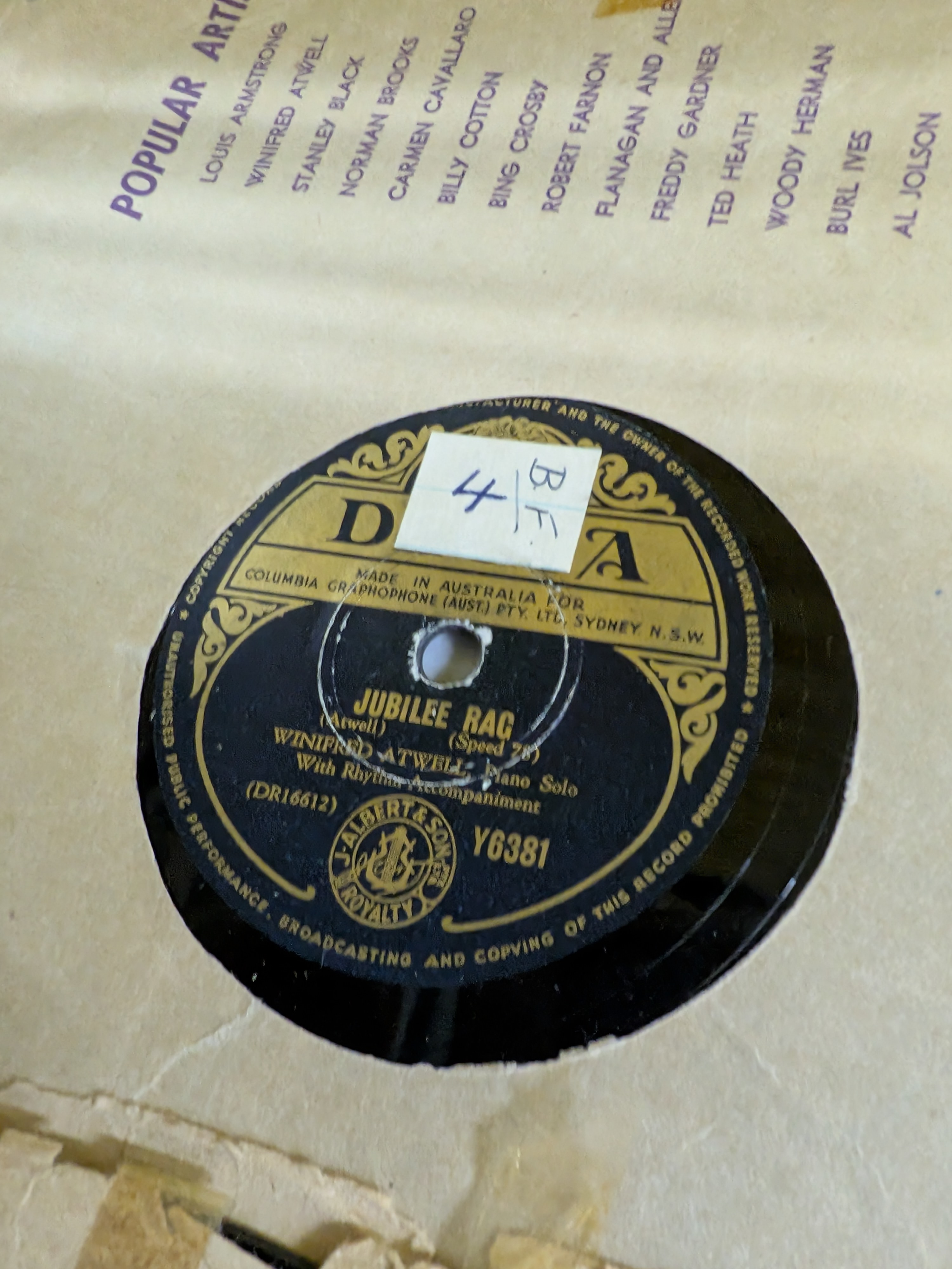 Lot of Vintage 78 Records including Jazz, Blues, Rock and Classical featuring MGM, Decca, Harry James, Glenn Miller... — Lot 034, photograph 6