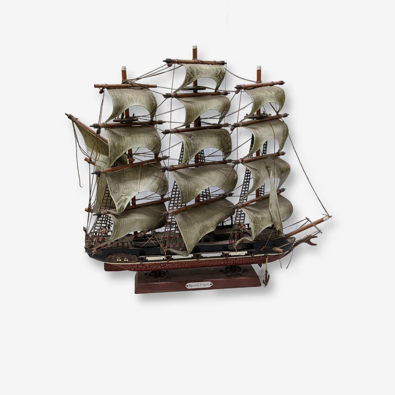 Vintage Wooden Model Ship, 'Spanish Frigate' — Lot 045