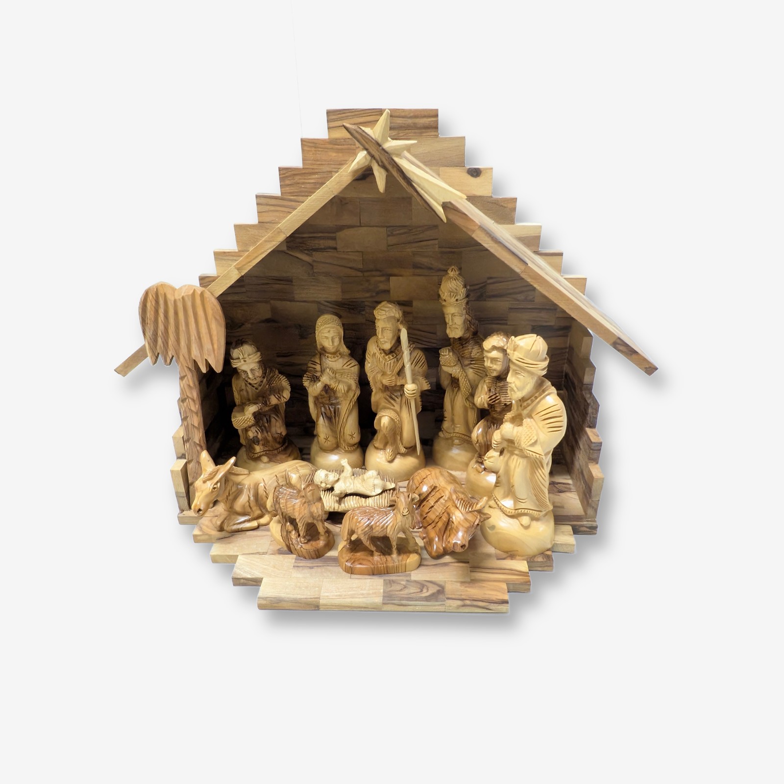 Vintage Large Carved Christmas Nativity Scene with Stable — Lot 051