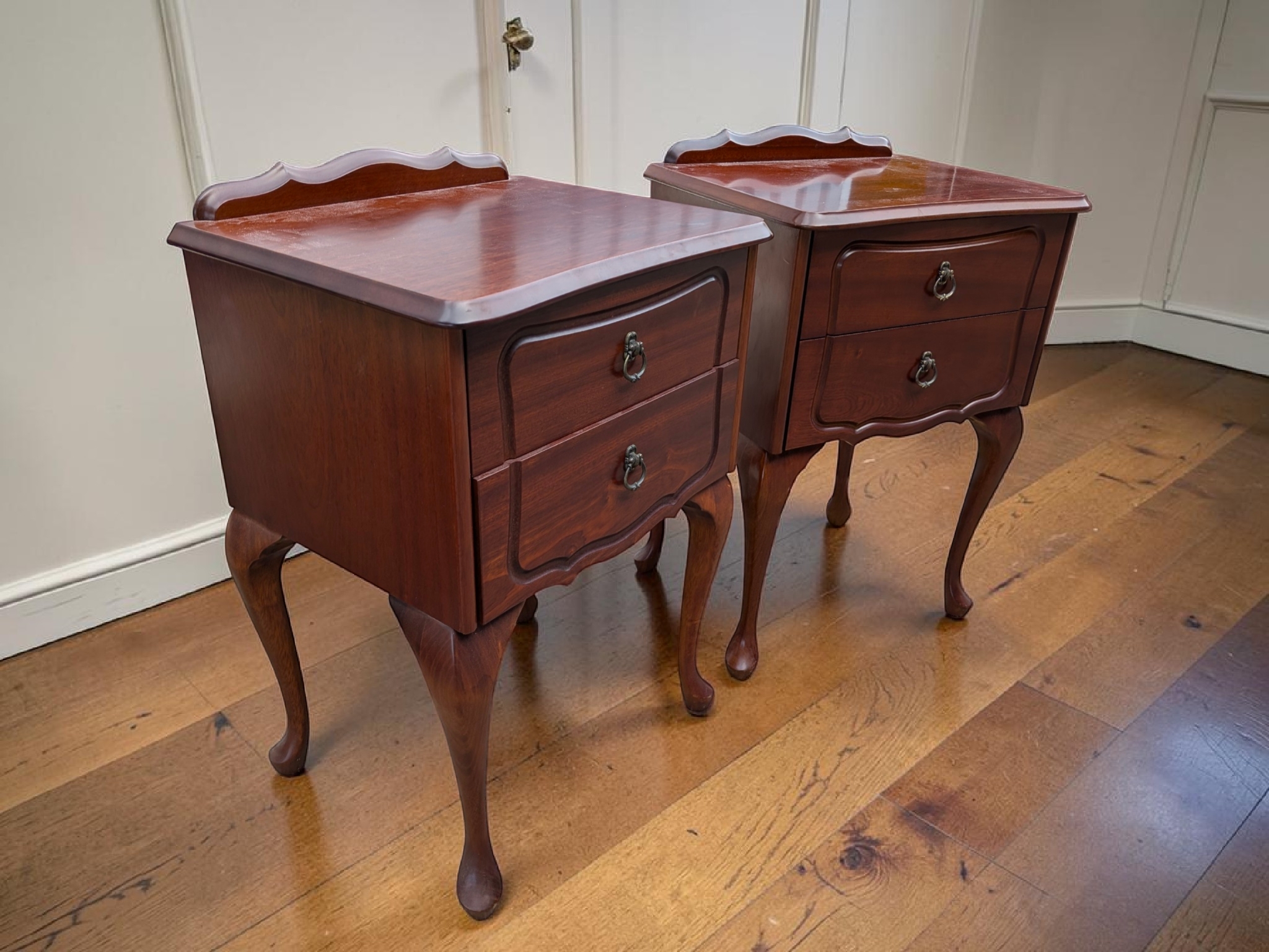 Pair of French Provincial Style Two-Drawer Bedside Tables, mid-20th Century — Lot 006, photograph 2