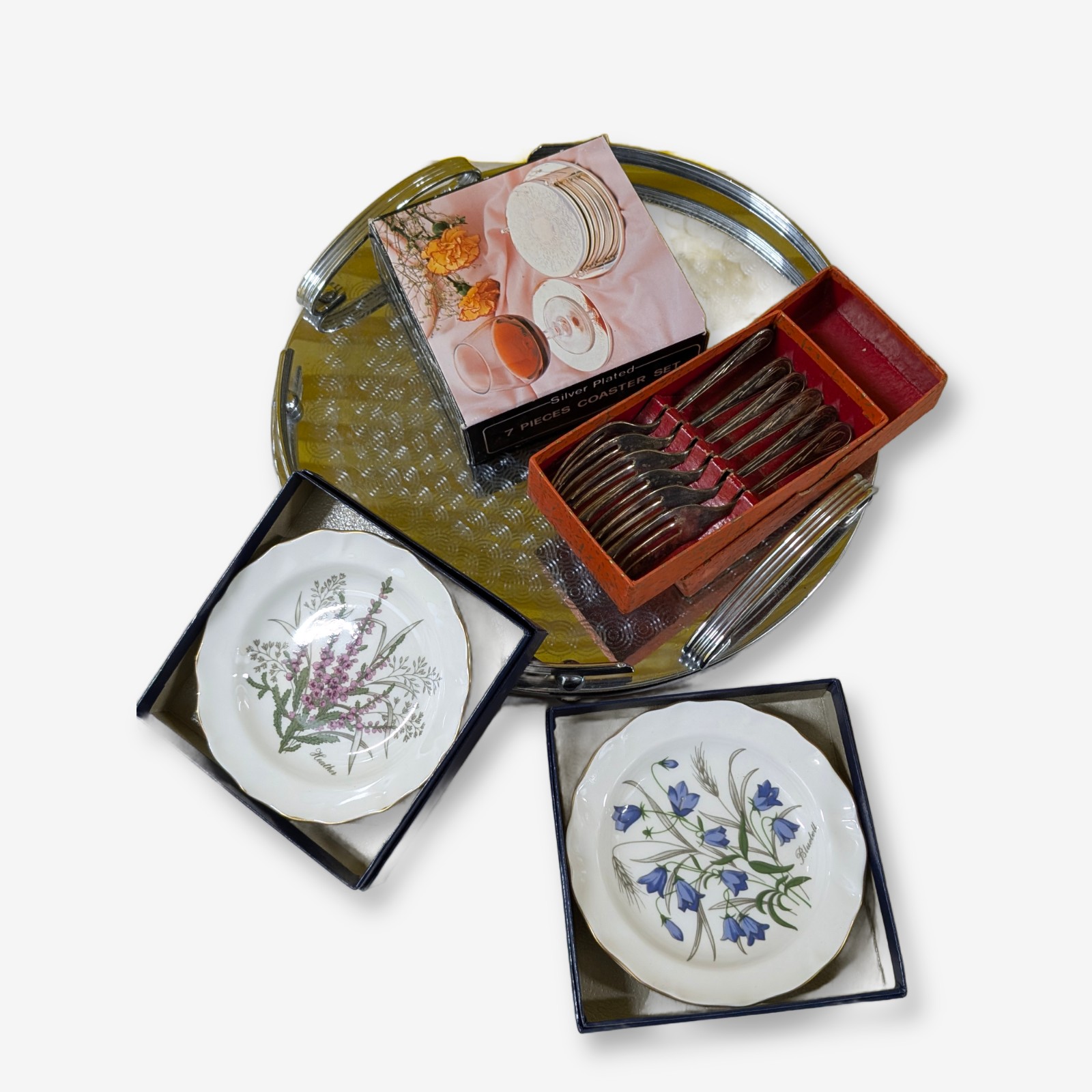 Vintage Silver Plated Homewares and Decorative Bone China Plates Sundries Lot — Lot 063