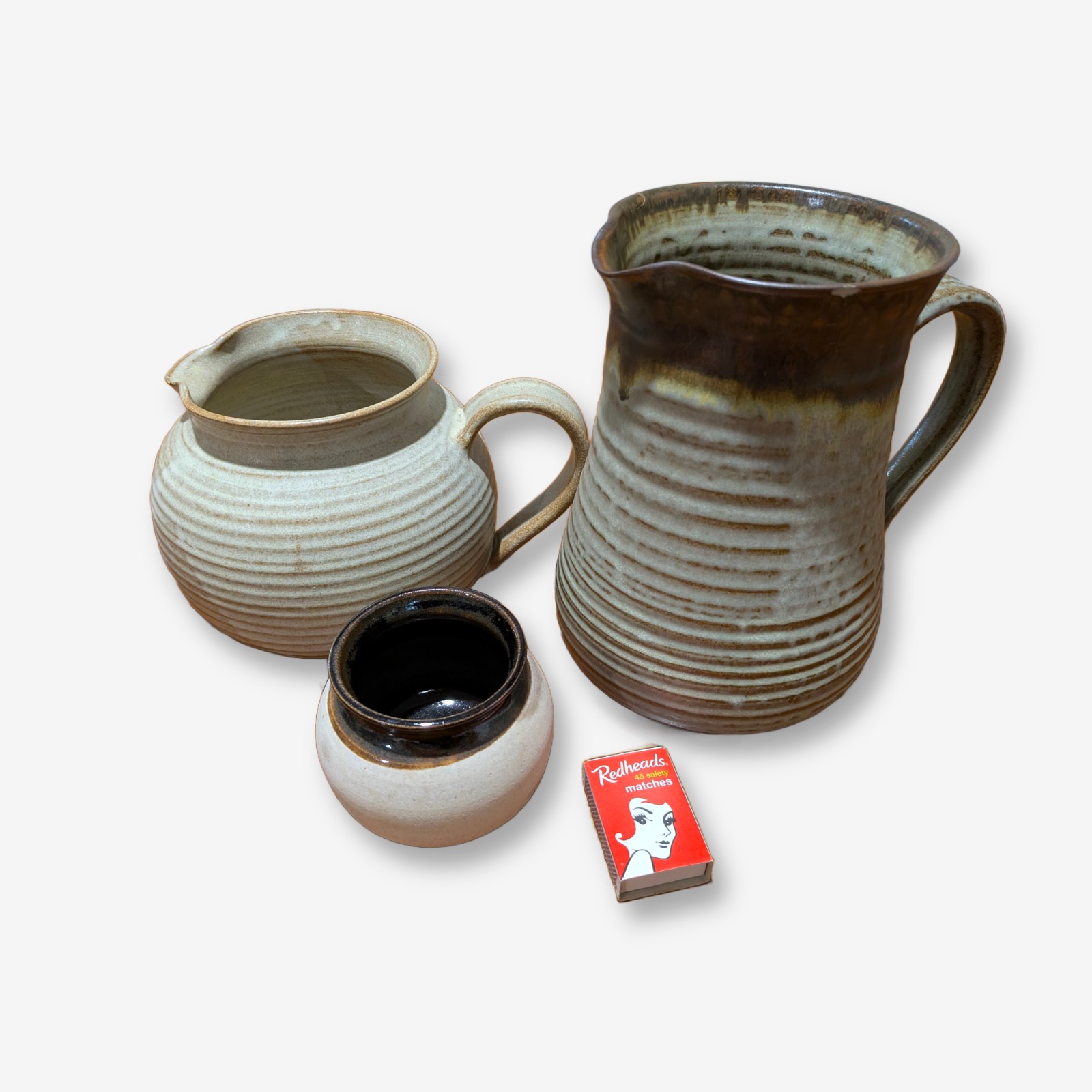 Set of Three Handcrafted Studio Pottery Jugs and Pot — Lot 074, photograph 2