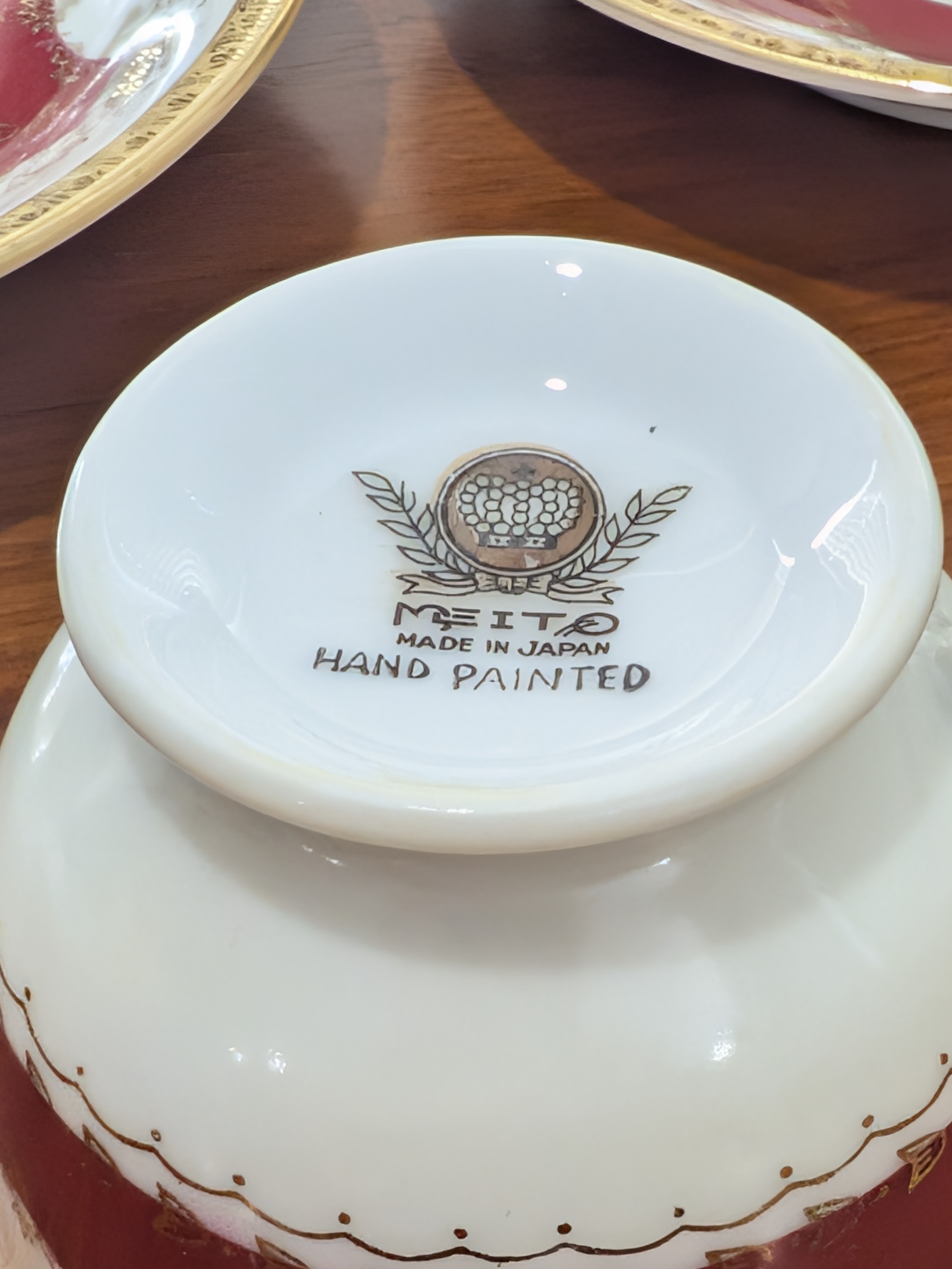 Vintage Meito Japanese Hand Painted Demitasse Set, c. Mid-20th Century — Lot 084, photograph 4