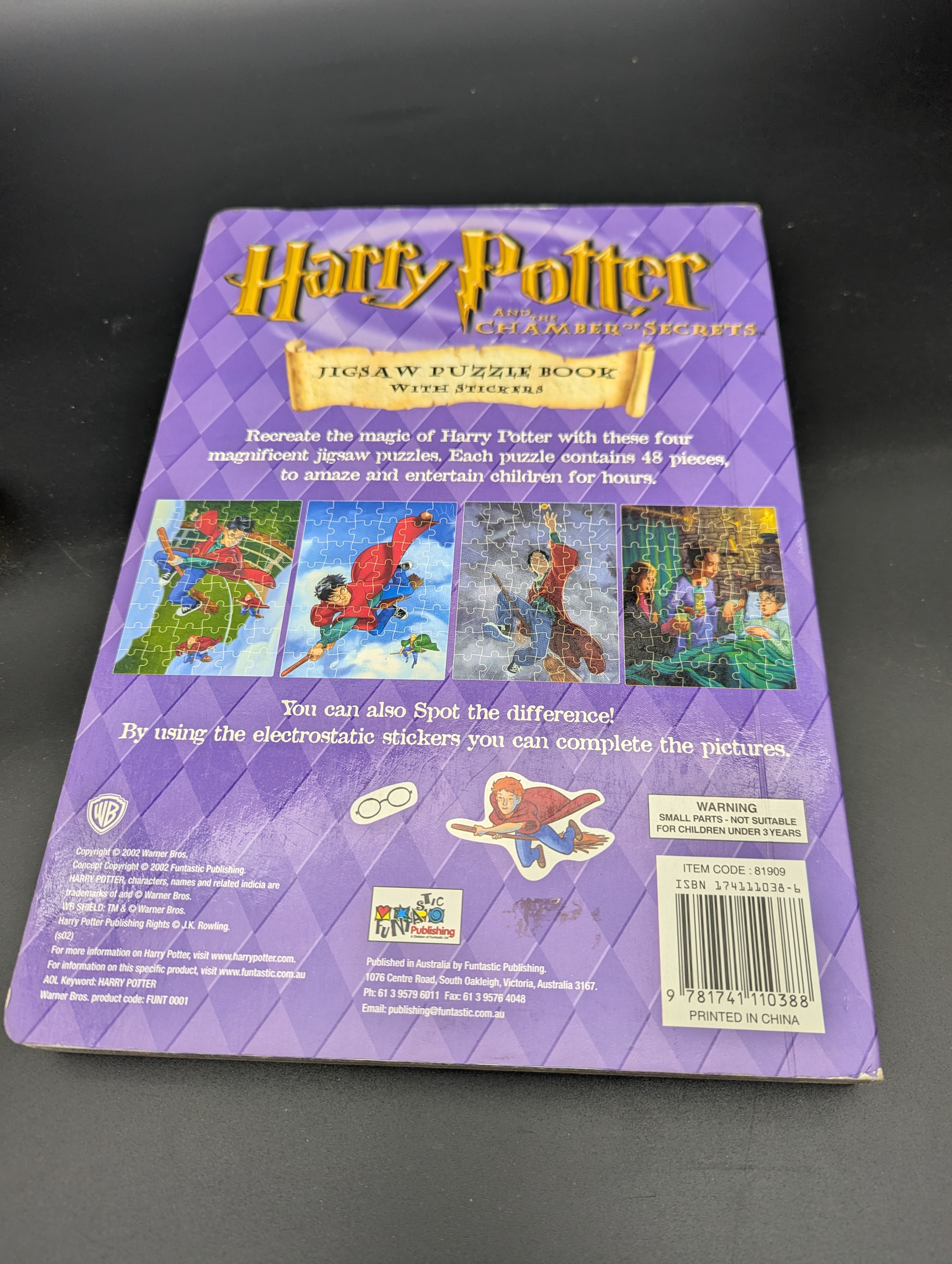 Harry Potter Jigsaw Book with Stickers by Funtastic Publishing (Hardcover, 2002) — Lot 076, photograph 7