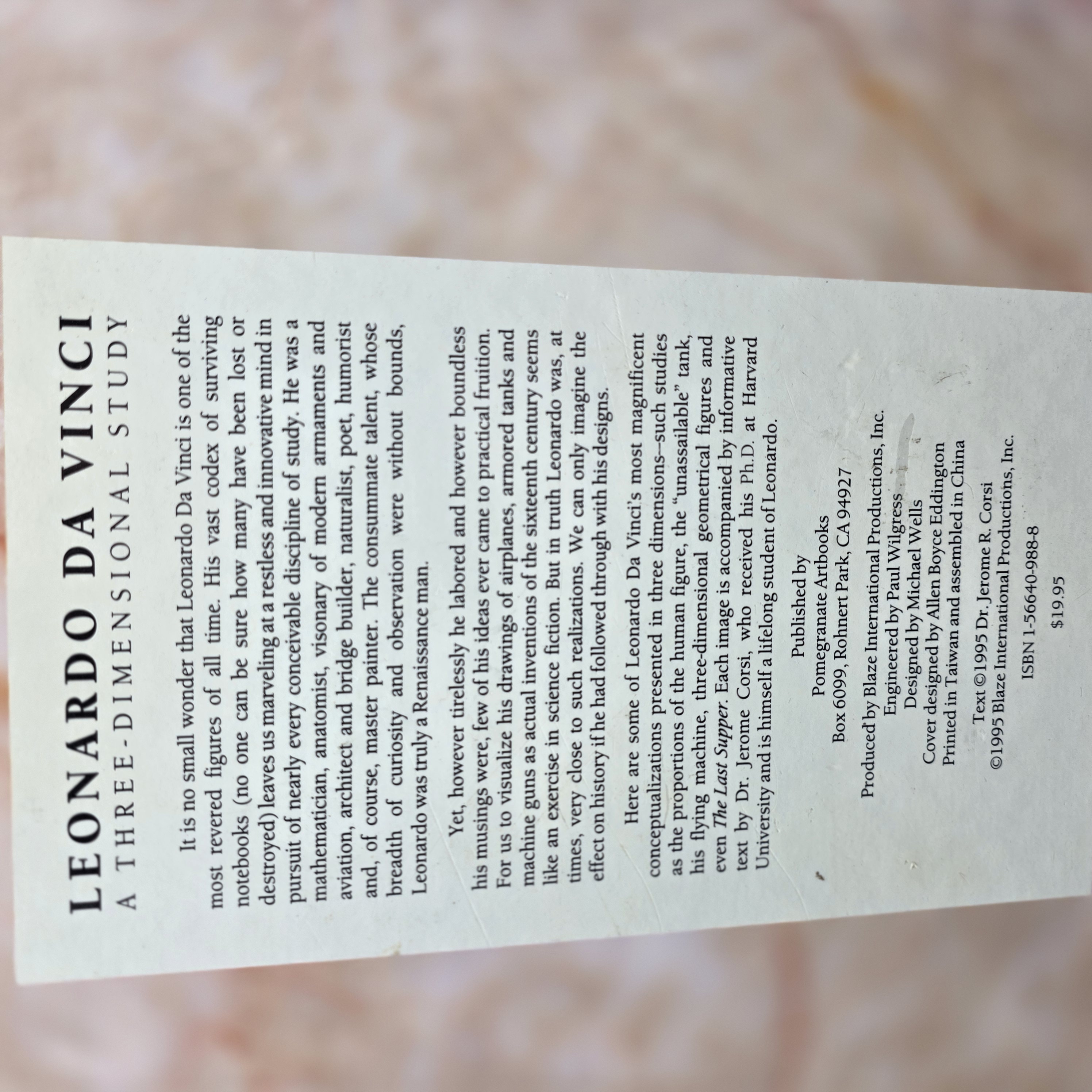 Leonardo Da Vinci A Three-dimensional Study by Jerome R Corsi (Hardcover, 1995) — Lot 062, photograph 8