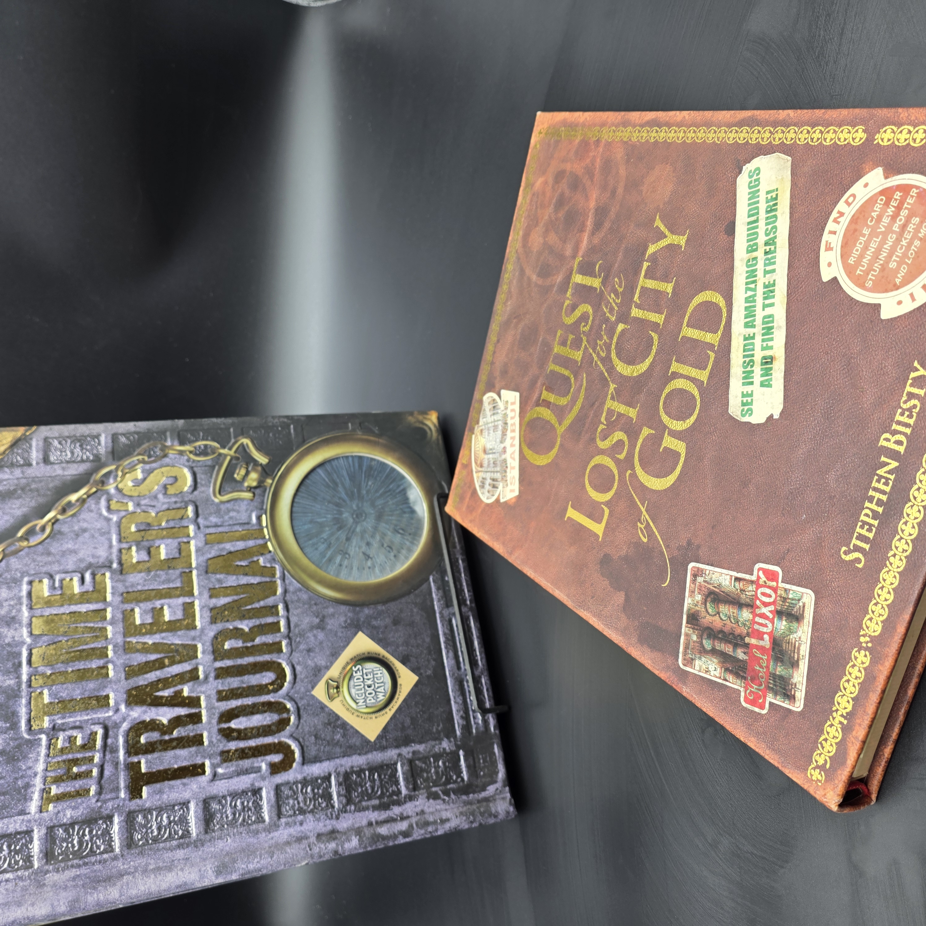 Lot of 2 Children's Interactive Books: Quest for the Lost City of Gold & The Time Traveler's Journal — Lot 063, photograph 1