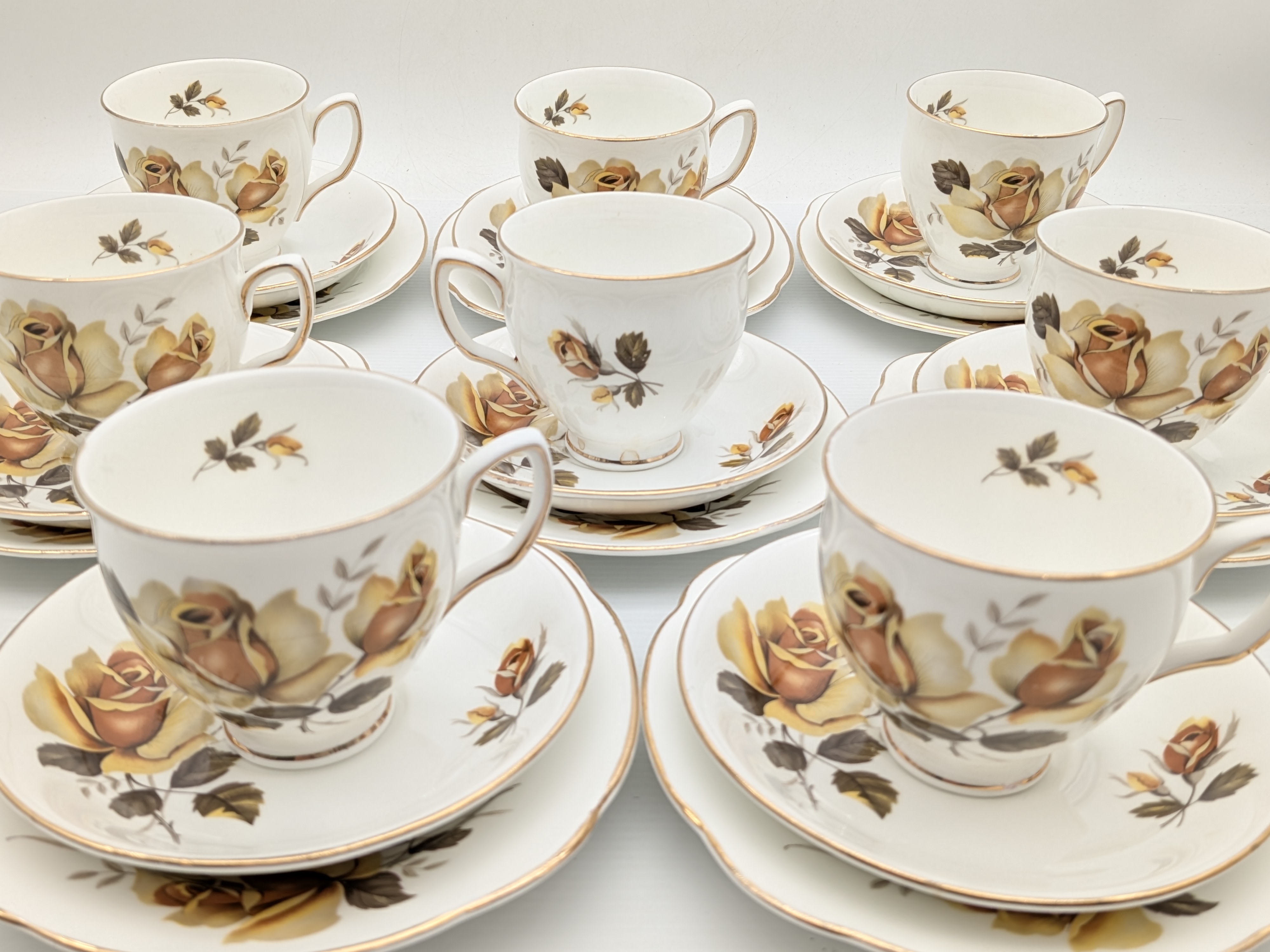 Duchess Eight Trios: Bone China Tea Set, Yellow Rose Pattern — Lot 053