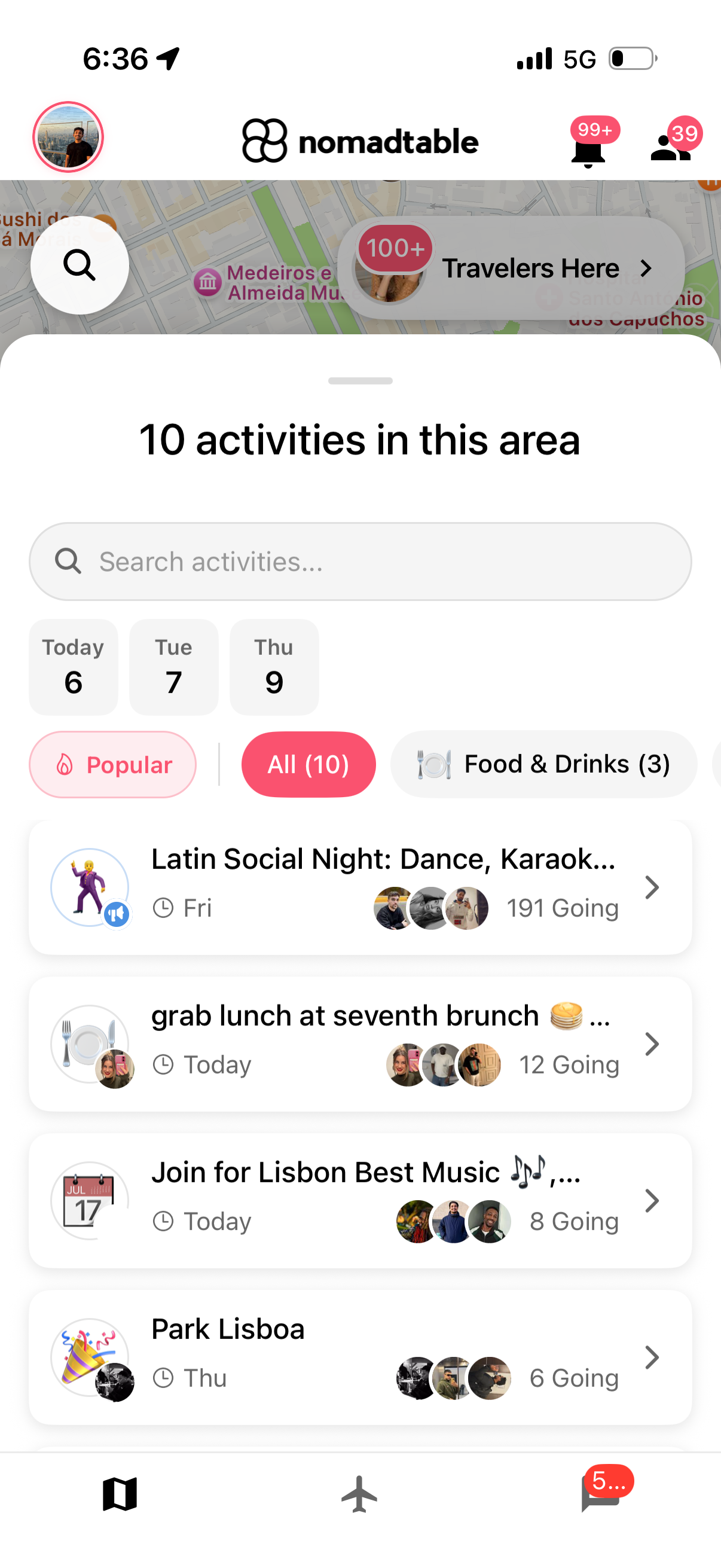 Sponsored activity at top of list