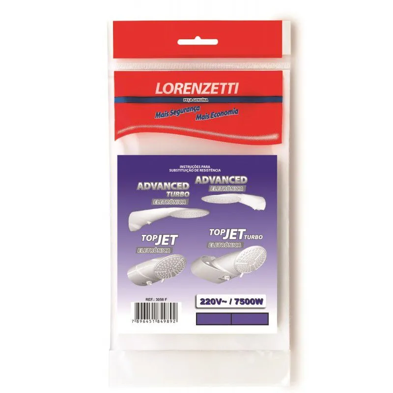 Resistência para Chuveiro Advanced e Top Jet 220V 7500W Lorenzetti - Resistência para Chuveiro Advanced e Top Jet 220V 7500W Lorenzetti