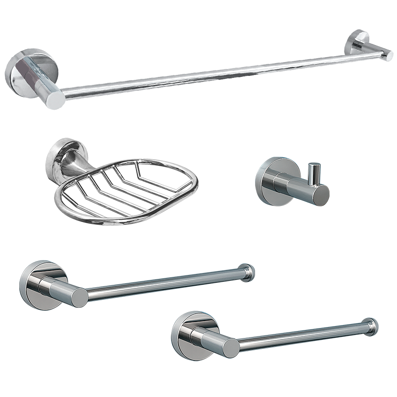 Kit de Acessórios para Banheiro Slim Cromado 5 Peças - Kit de Acessórios para Banheiro Slim Cromado 5 Peças