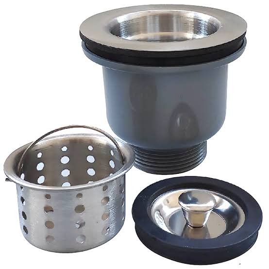 Válvula Americana para Pia de Cozinha 3.1/2" com Cesto Removível em Inox