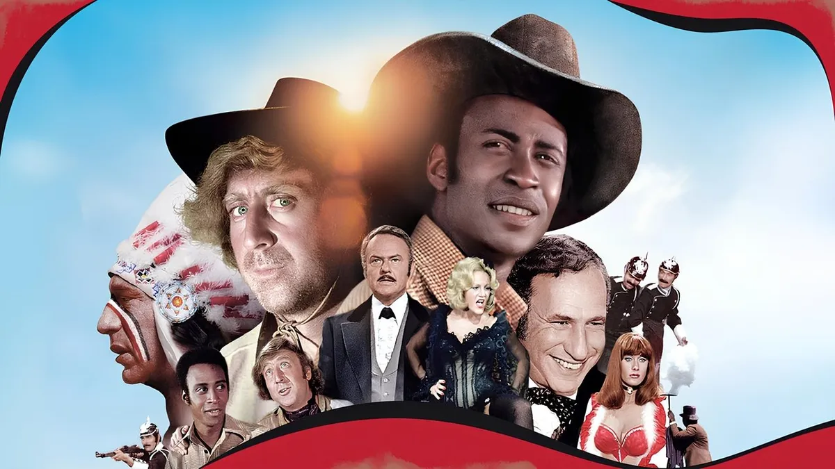 Blazing Saddles 1974 western comedy film, Mel Brooks directing Gene Wilder and Cleavon Little, AFI funniest film number one 2026