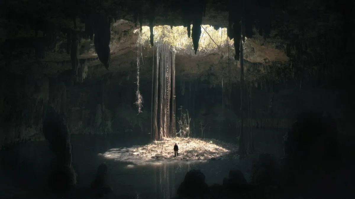 Aerial view of underground cave system from the 2026 documentary Underland, directed by Robert Petit, featured in BIFA 2026 longlists