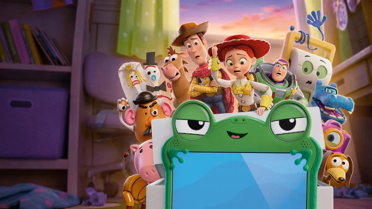 A scene from Toy Story 5, the Pixar animated sequel directed by Andrew Stanton, one of the key films that helped Disney become the first studio to cross $3 billion worldwide in 2026.