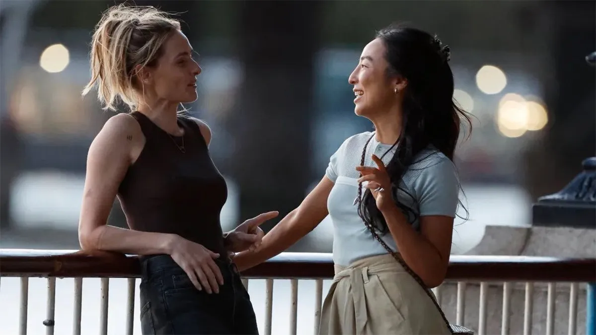 Honeymoon / Funeral 2026 film backdrop, starring Rebecca Ferguson, Greta Lee, and Carrie Coon, directed by Nahnatchka Khan