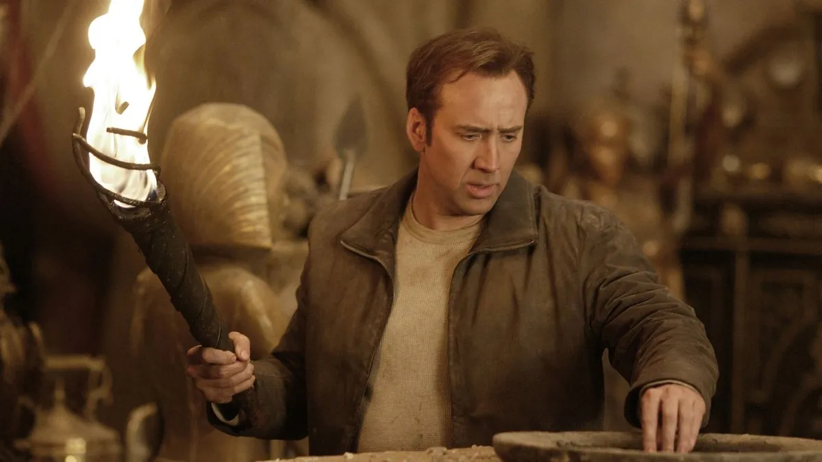 Scene from National Treasure (2004), the Disney adventure franchise now confirmed for a third installment with Nicolas Cage and Jon Turteltaub returning