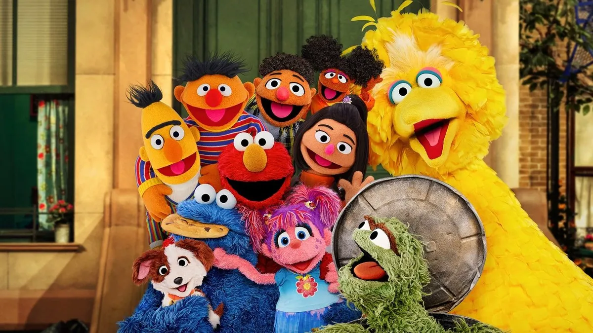 Sesame Street characters in a colorful street scene from the beloved children's television series, 2026
