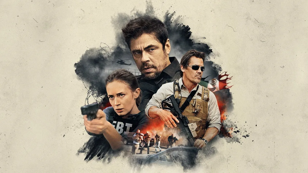 Scene from Sicario (2015), directed by Denis Villeneuve, starring Emily Blunt and Benicio Del Toro