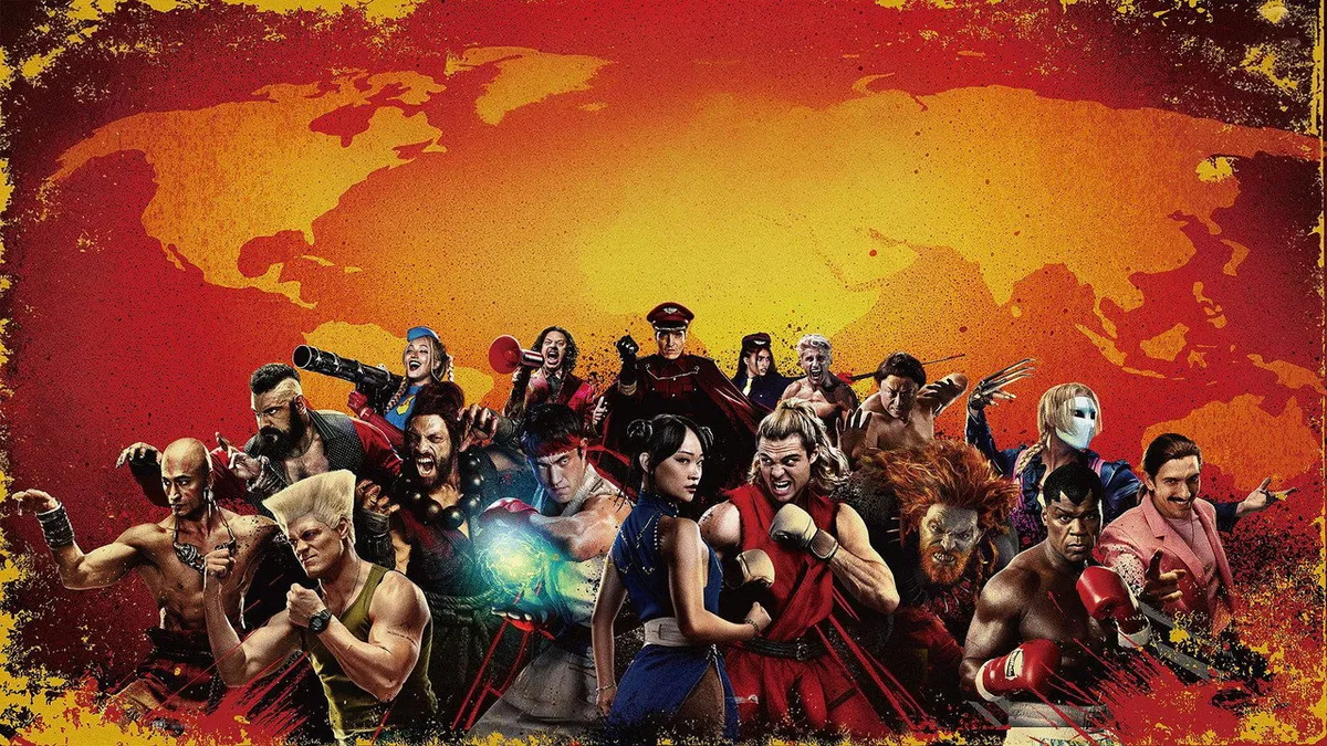 Street Fighter 2026 film Kitao Sakurai Paramount Pictures backdrop with Andrew Koji as Ryu and Noah Centineo as Ken Masters