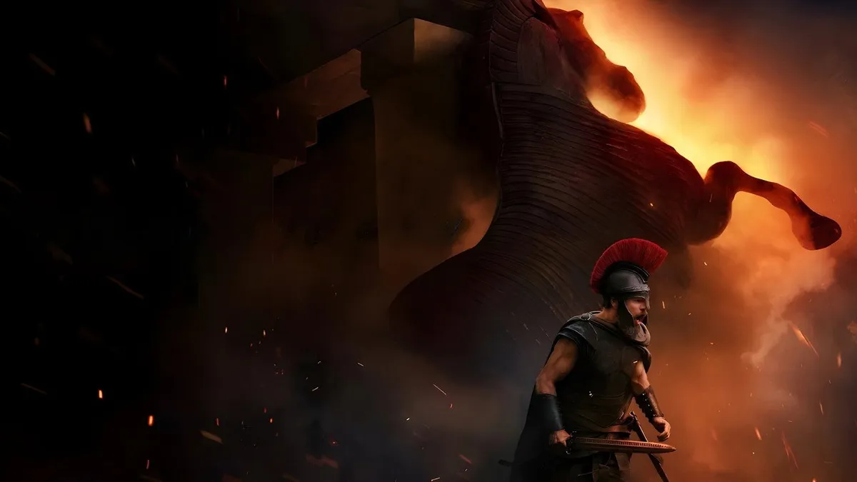 The Odyssey 2026 film backdrop, directed by Christopher Nolan, starring Matt Damon
