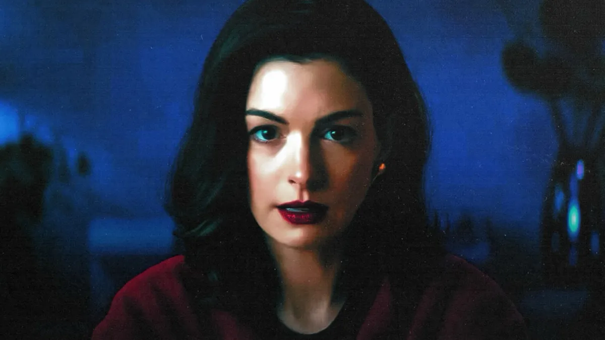 Close-up of a woman with dark hair in dim lighting from the psychological thriller Verity