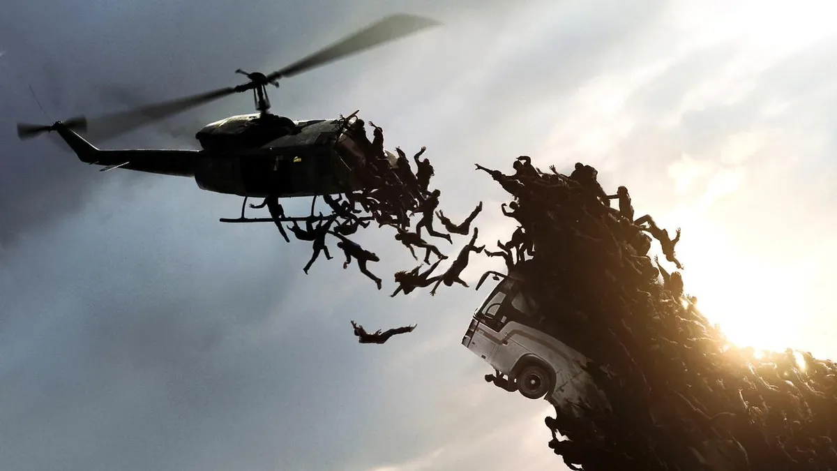 Scene from World War Z (2013) directed by Marc Forster, the Brad Pitt zombie thriller that earned $540 million worldwide