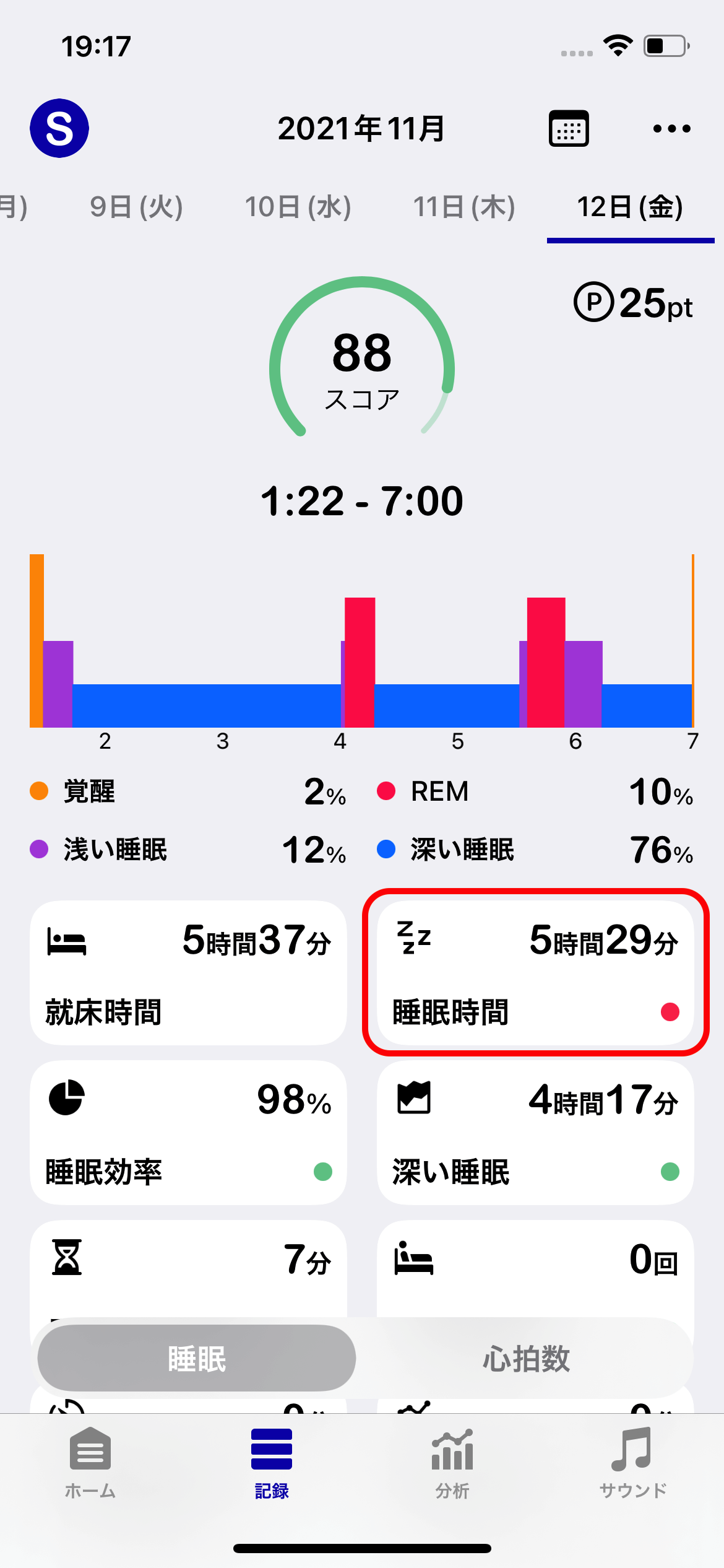 記録画面