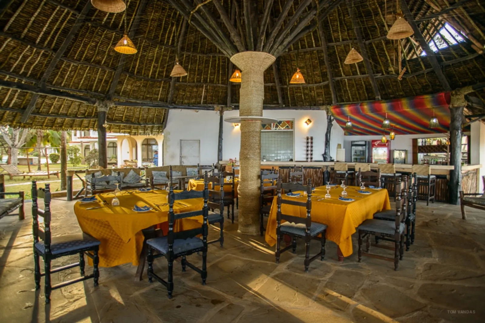 Restaurant dining area at Bahari Dhow Beach Villas