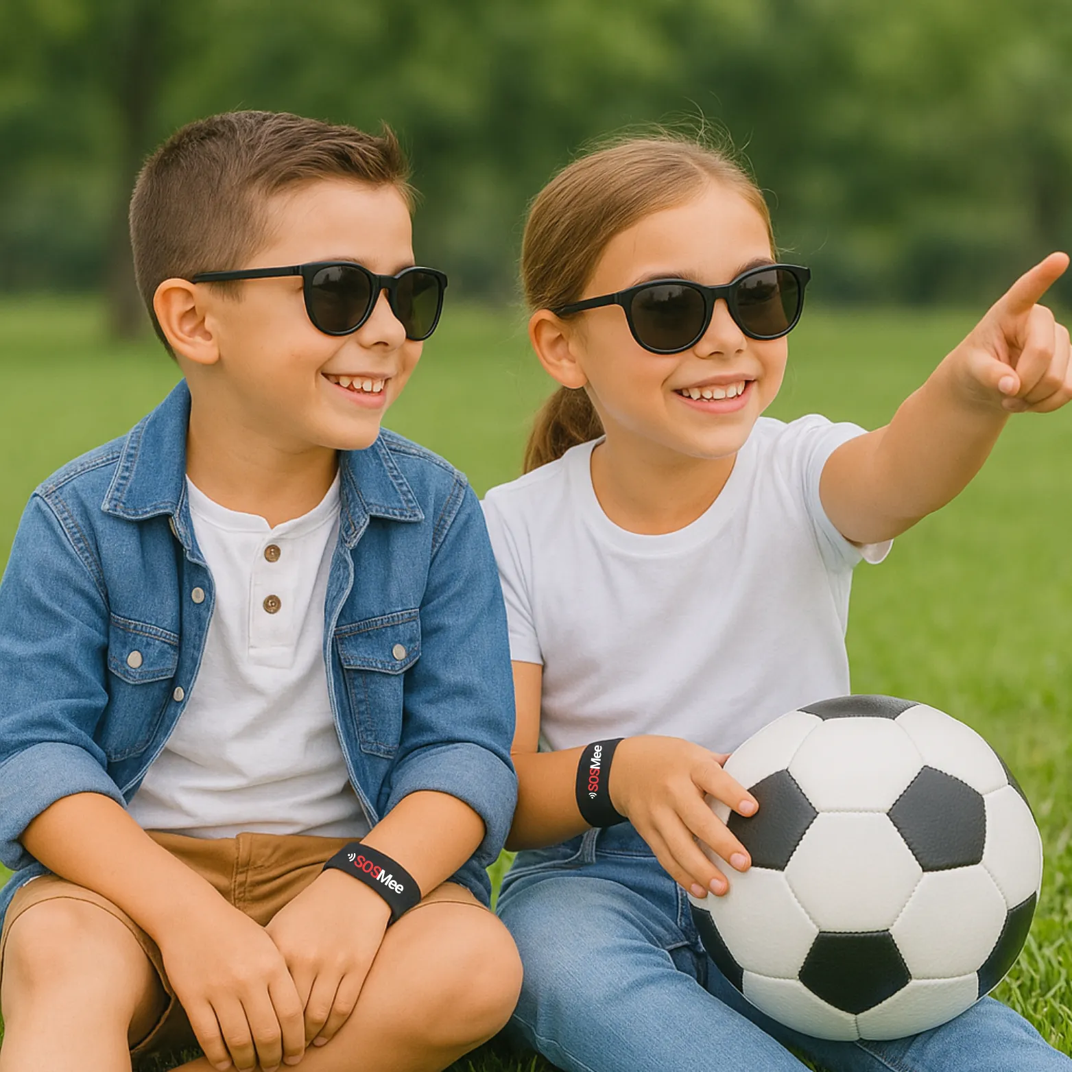 Small child using SOSMee Band.