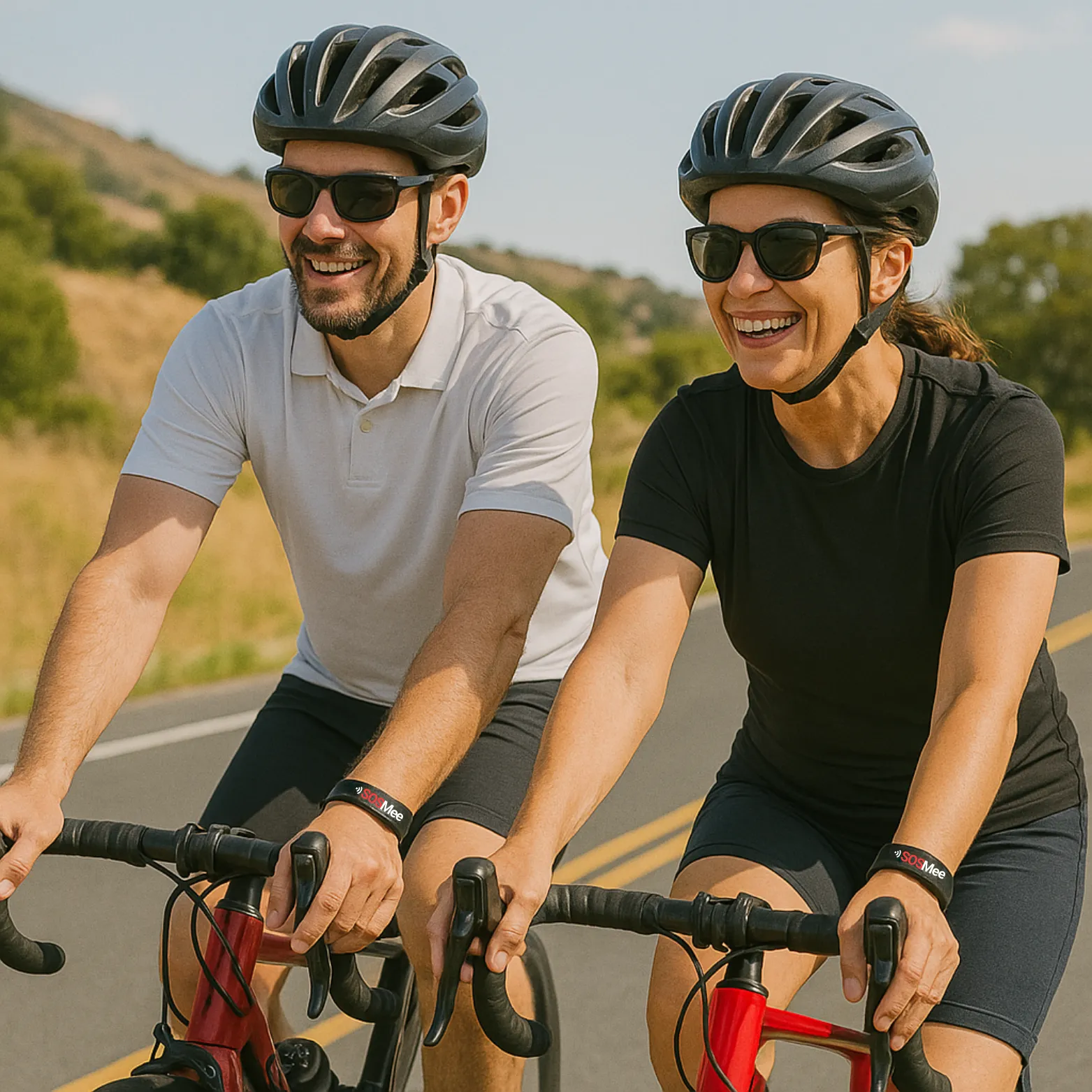 Cyclist using SOSMee.