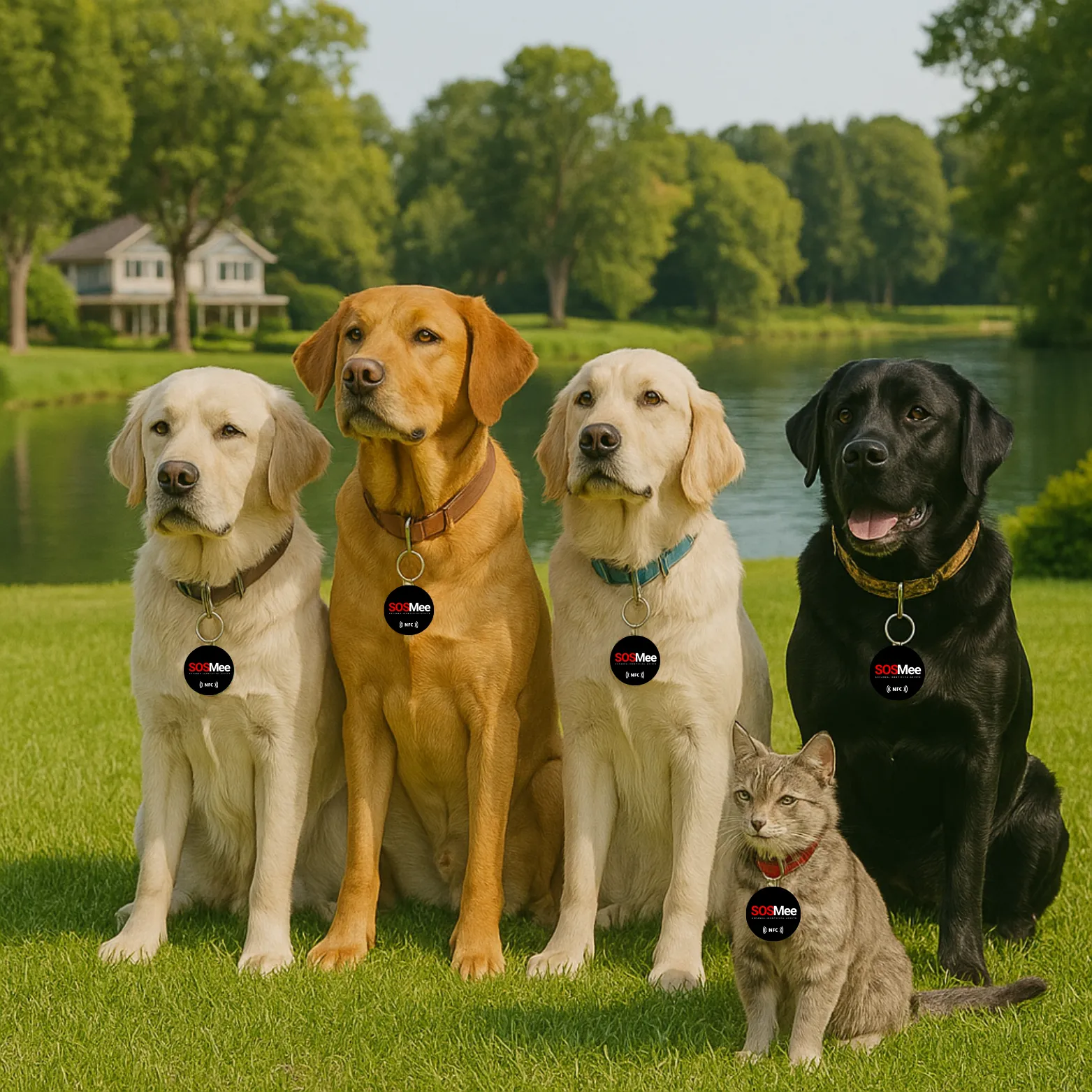 Dog with SOSMee Tag.