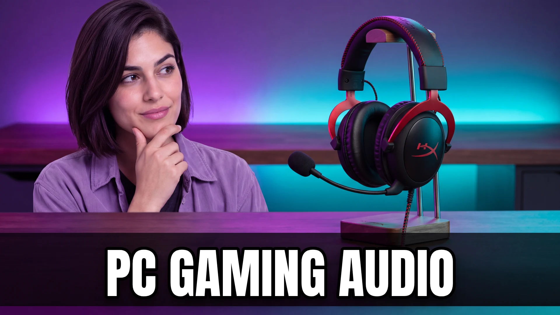 pc gaming audio buying guide with editorial presenter and audio equipment