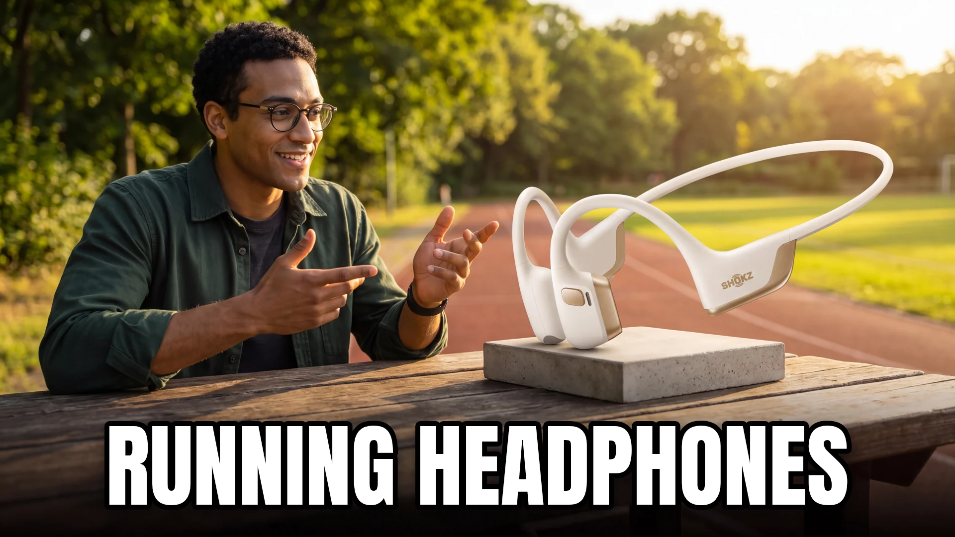 running headphones buying guide with editorial presenter and audio equipment