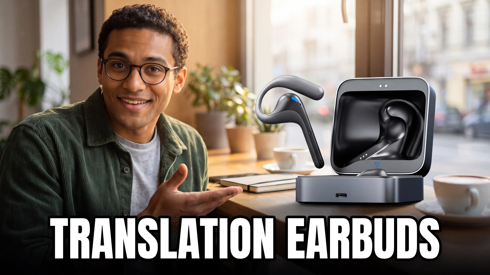 translation earbuds buying guide with editorial presenter and audio equipment