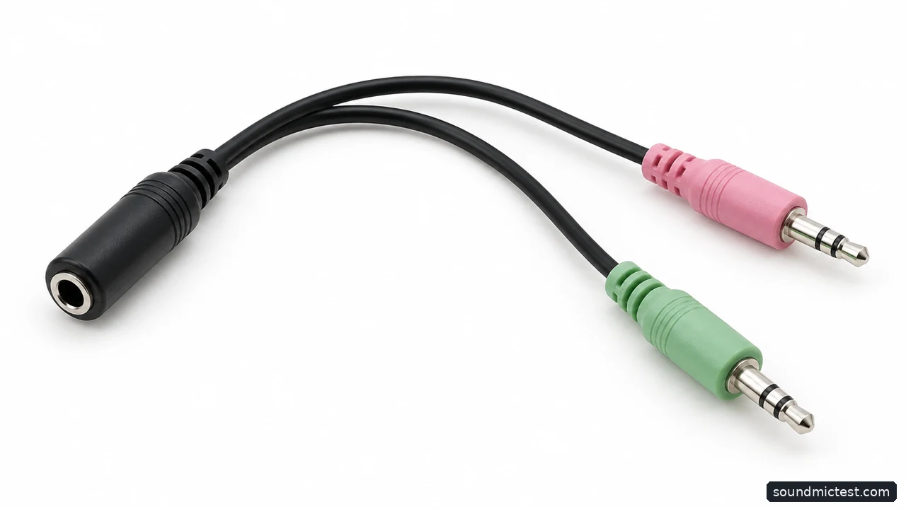 Headset splitter with separate microphone and headphone plugs
