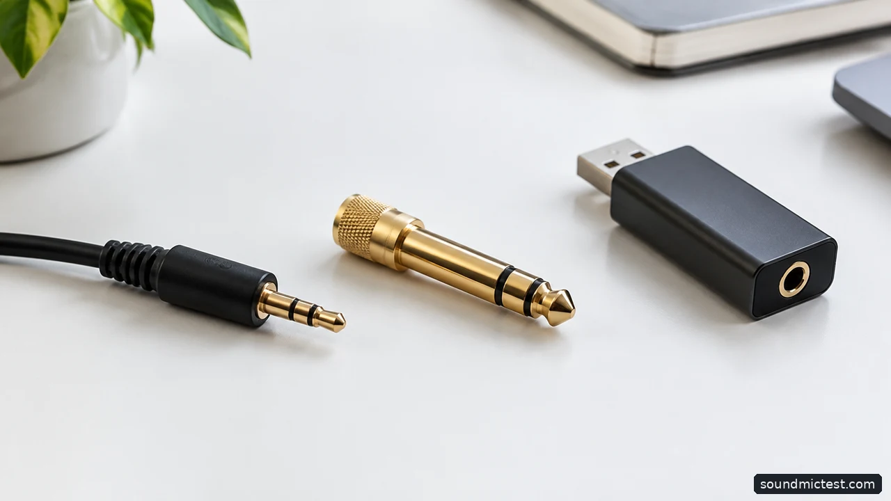 Headphone plugs and a compact USB DAC