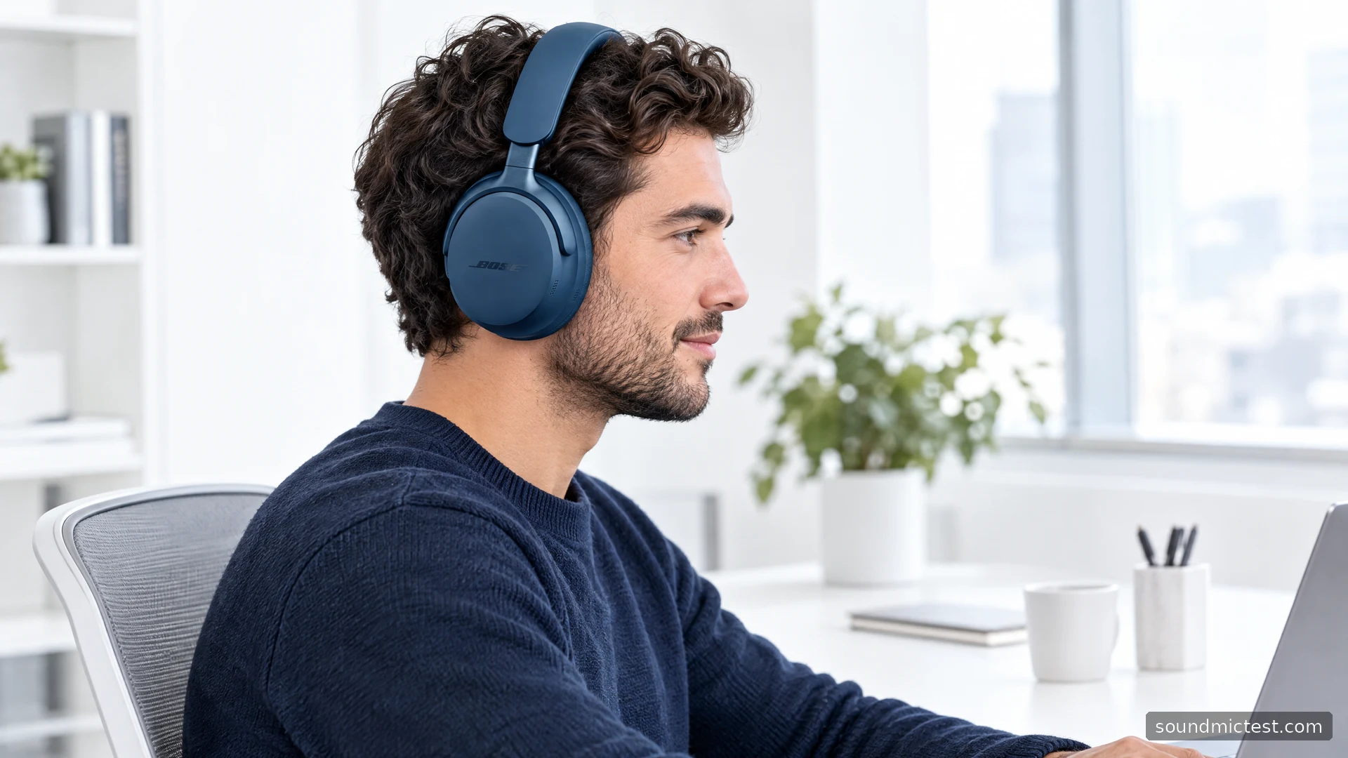 Original Bose QuietComfort Ultra worn at a bright white office desk