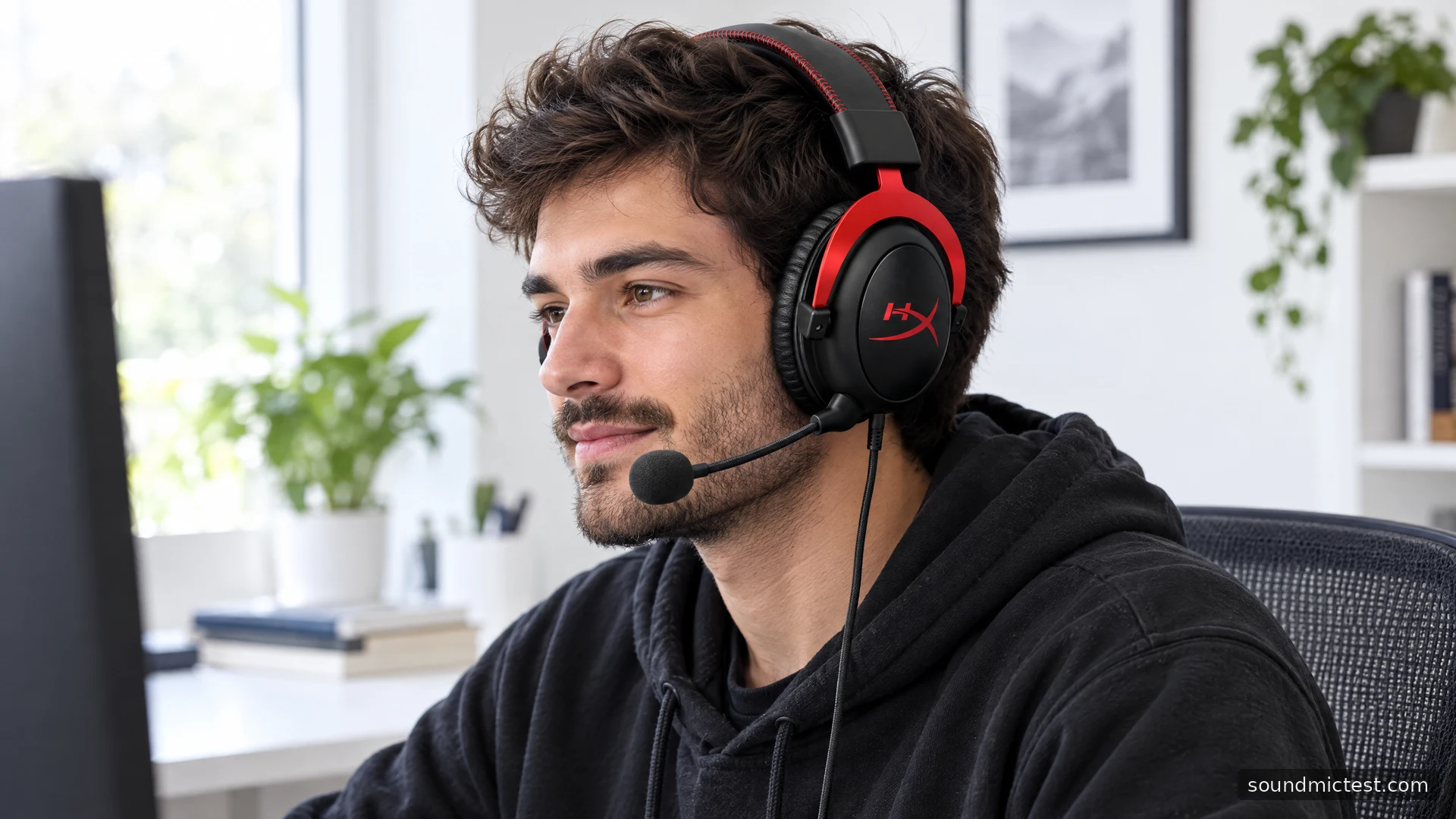 HyperX Cloud II Wired worn at a bright office desk