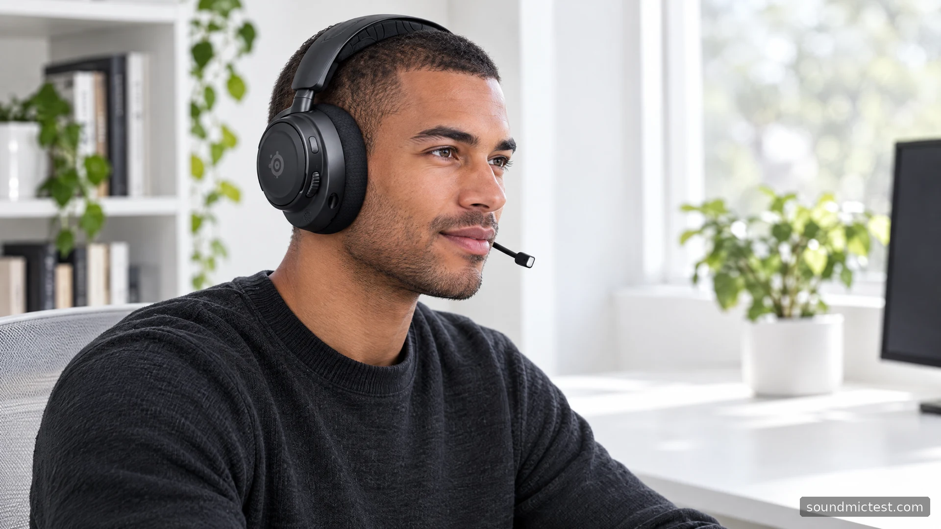 Arctis Nova 7 Wireless worn at a bright office desk