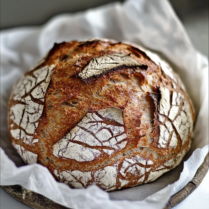 Overnight No-Knead Sourdough