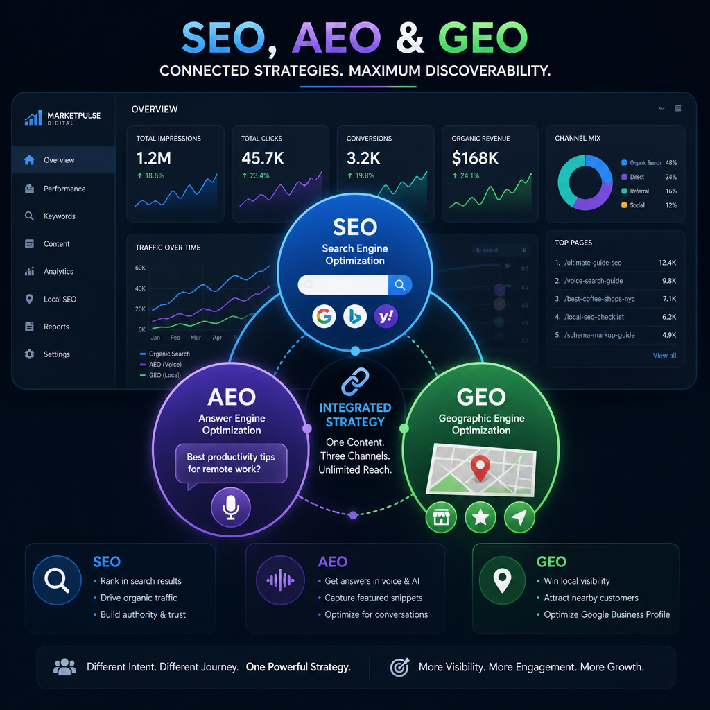The Impact of SEO, AEO, and GEO on Business Success